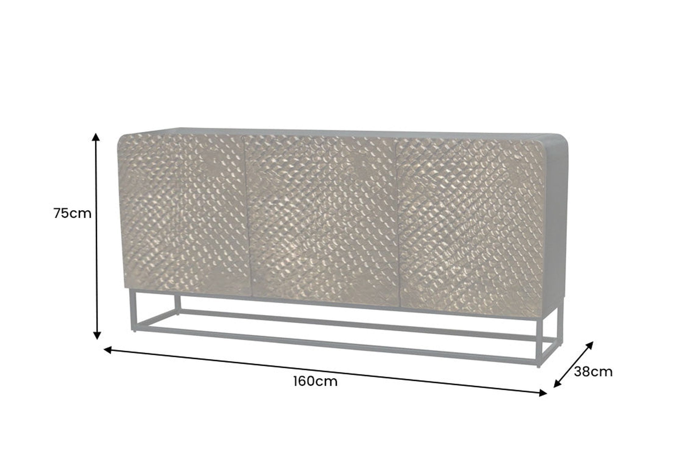 Beistellschrank 160 cm Holz Metall Braun Schwarz Handarbeit Moebel, Anrichte, Tabelle, Krippe, Bett für Säuglinge