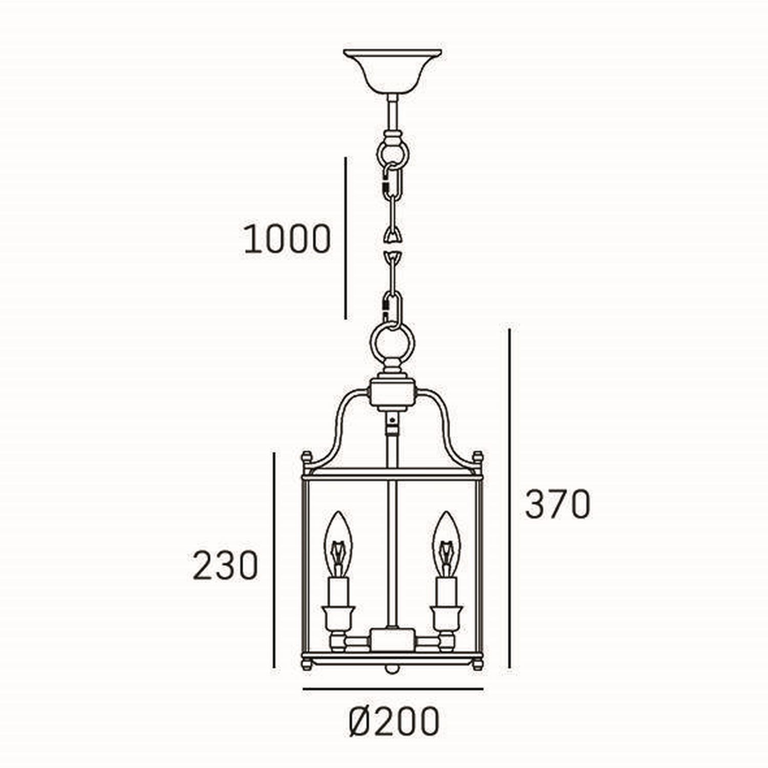 Kronleuchter, Deckenleuchte, Zweiflammig, Kettenaufhängung, Glasscheiben