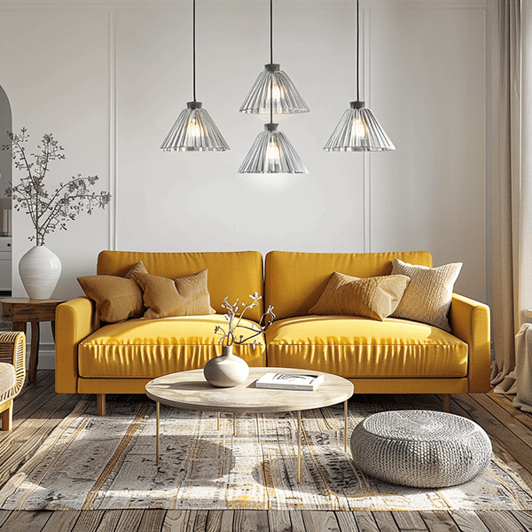 Wohnzimmerlampen Sofa, Garnitur, Sitzgruppe, Gelb, Wohnzimmer