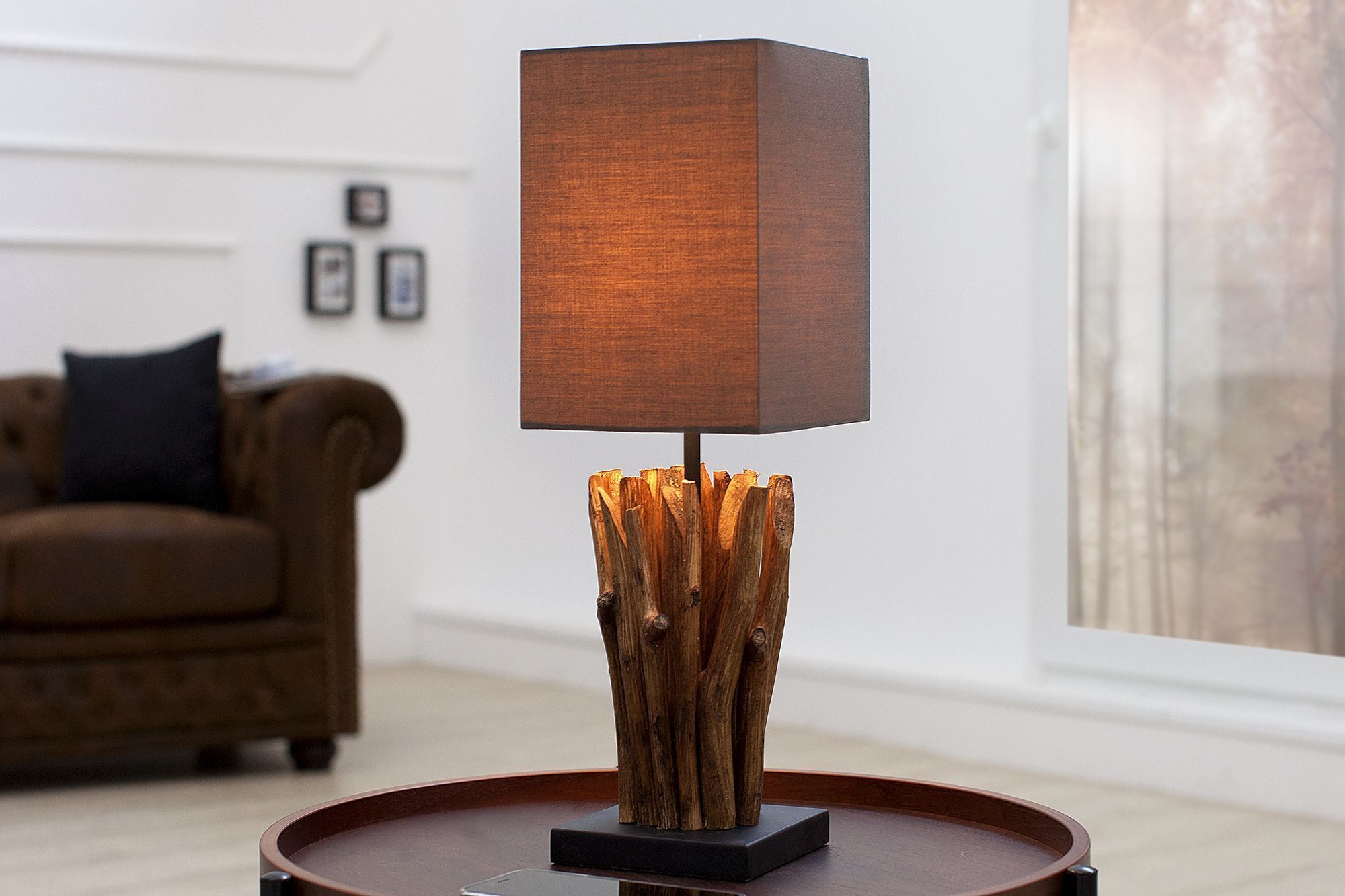 Lampe Modern Tisch Designerleuchte aus echtem Holz Lampe, Tischlampe