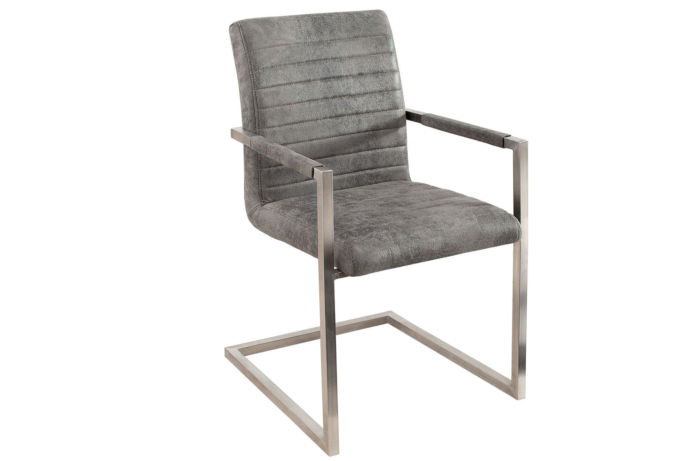 Chaise à bascule Tissu Acier inoxydable Gris Chrome avec accoudoirs