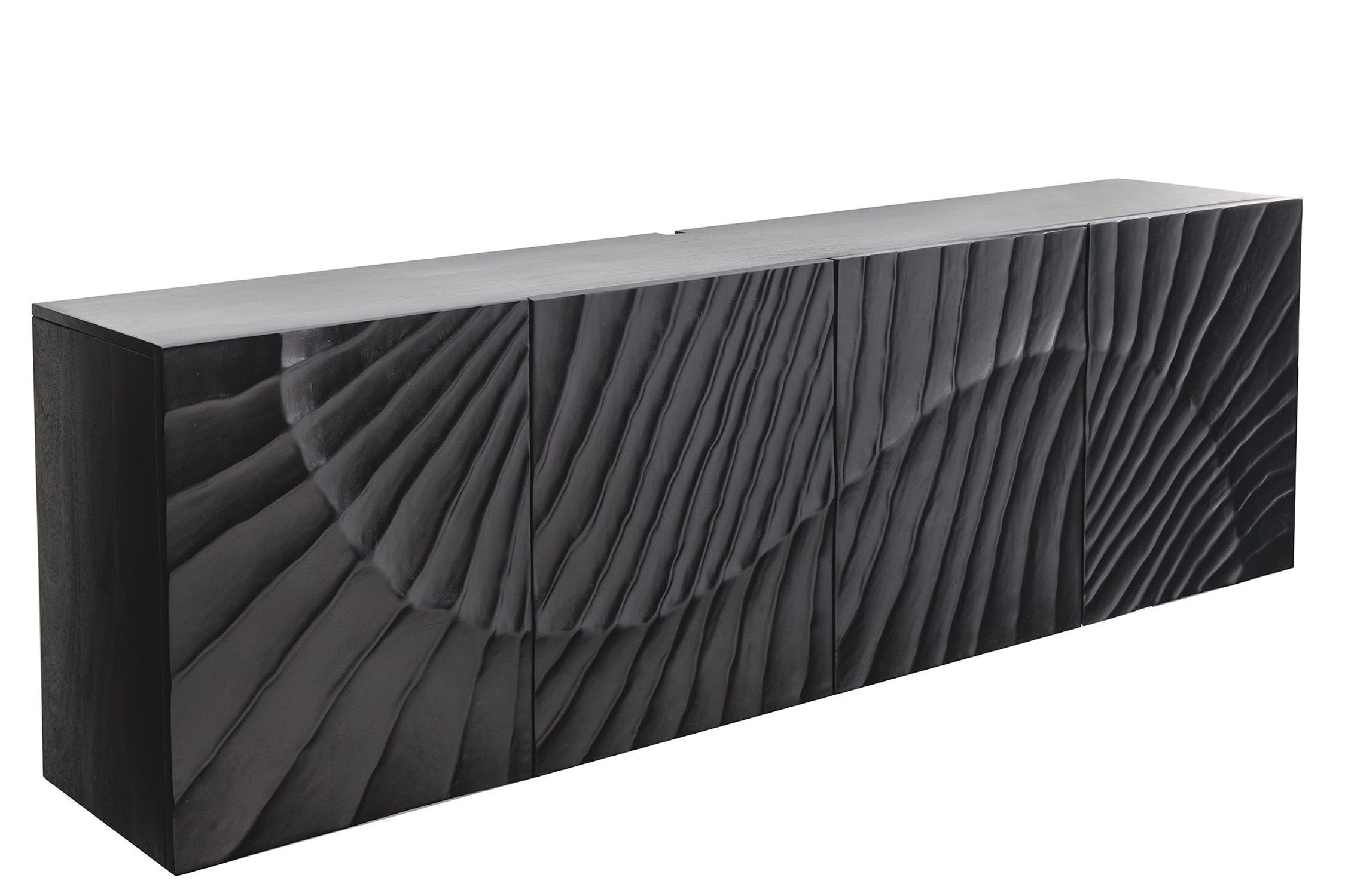 Buffet suspendu Noir Bois Largeur 177 cm Travail manuel Motif 3D