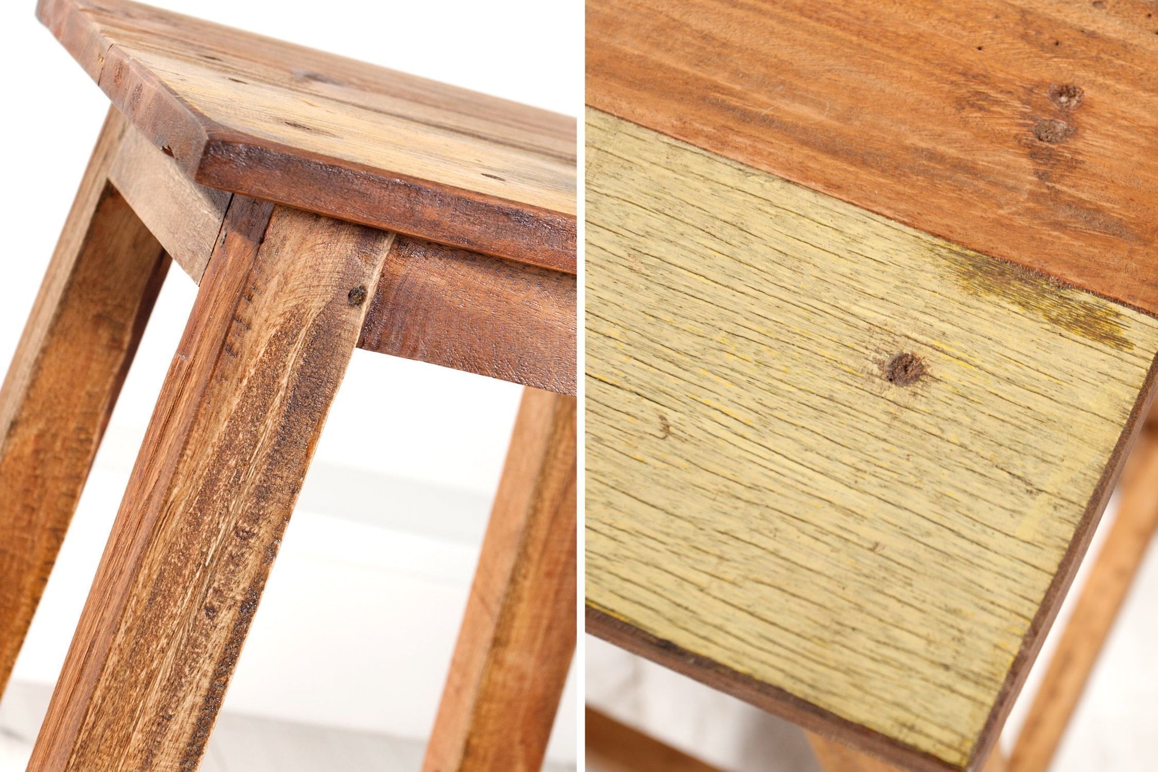 Tabouret en bois multicolore fait main pièce unique L : 30 cm