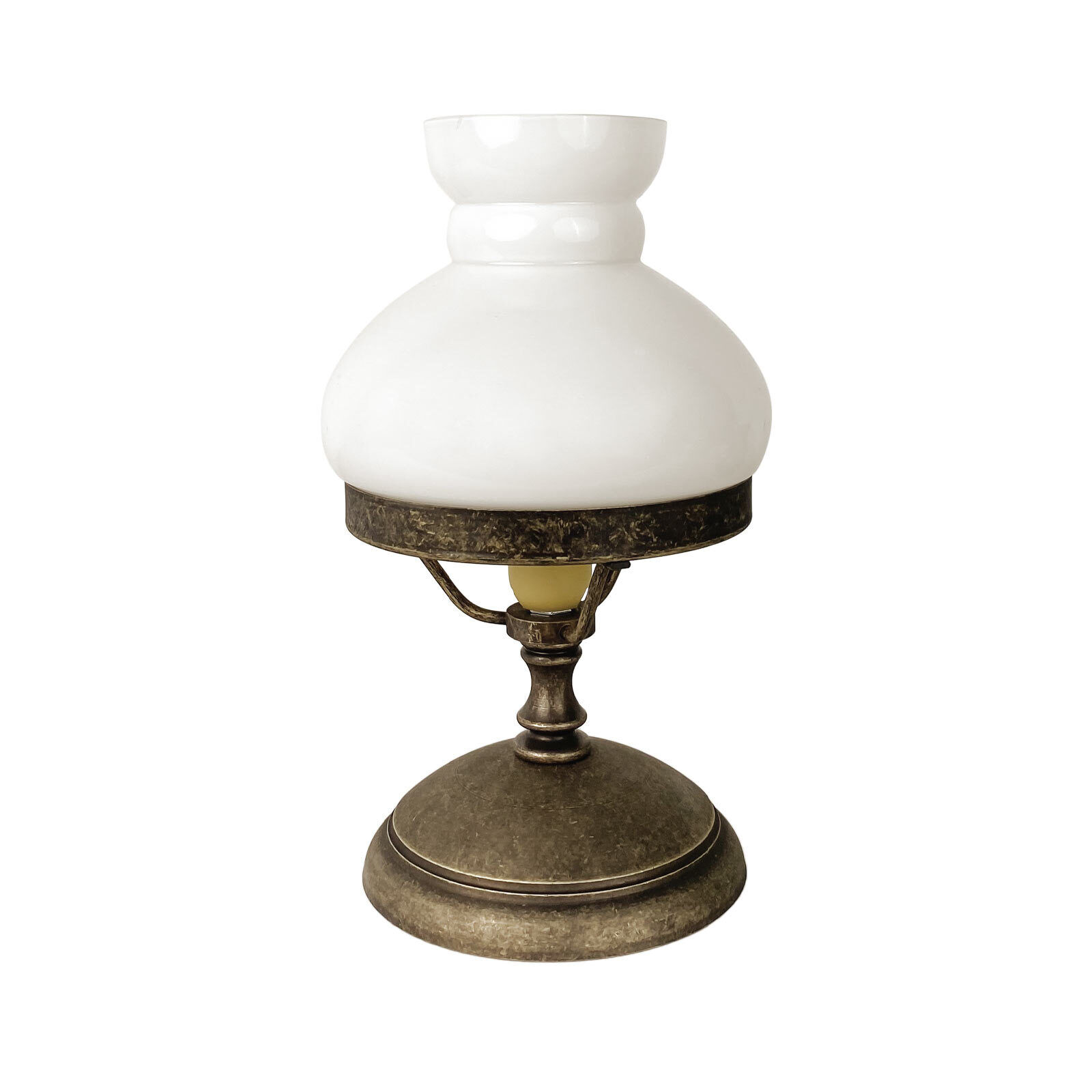 Lampe de table verre laiton 23,5 cm en bronze antique blanc E14 Lampe