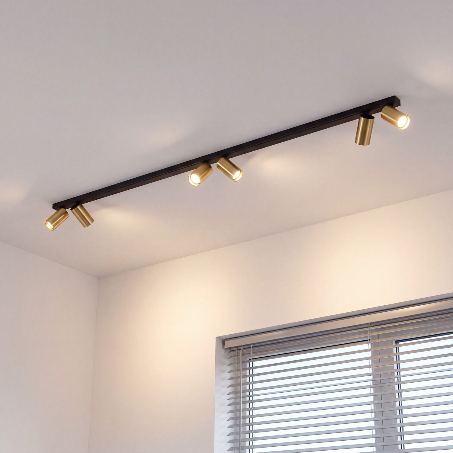 spots-wohnzimmerlampe-flurlampe-aufbauspots-colene-6x-gu10-bis-10-w-schwarz-messing-metall-messing-no7785-02 Deckenleuchte, Standleuchte, Gitterstrahler, Messing, Beleuchtung