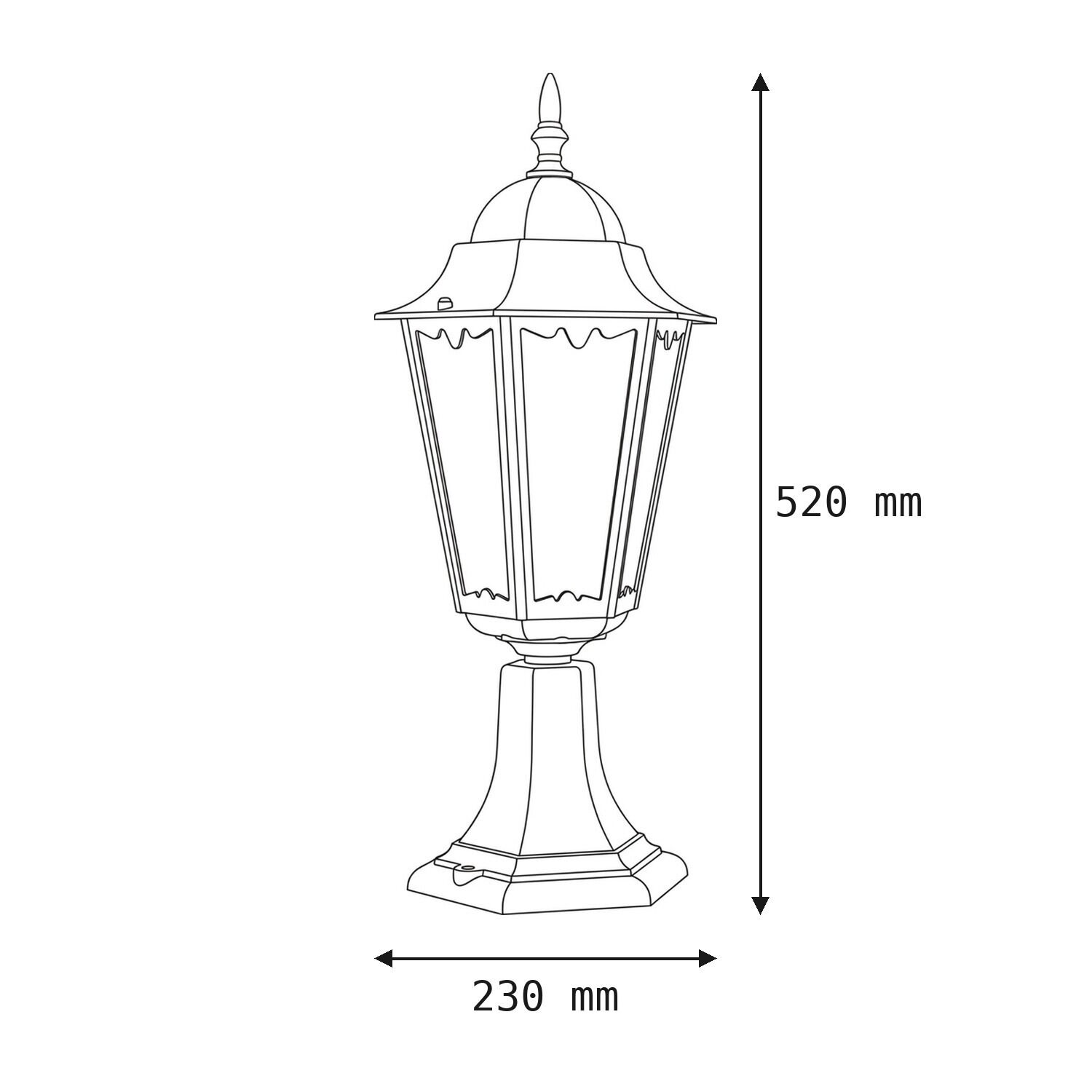le51580-stehlampe-terrasse-garten-weg-aussen-metall-glas-klassisch-rustikal-e27-schwarz-09 Laterne, Gartenlampe, Metall, Glas, Maße 230x520