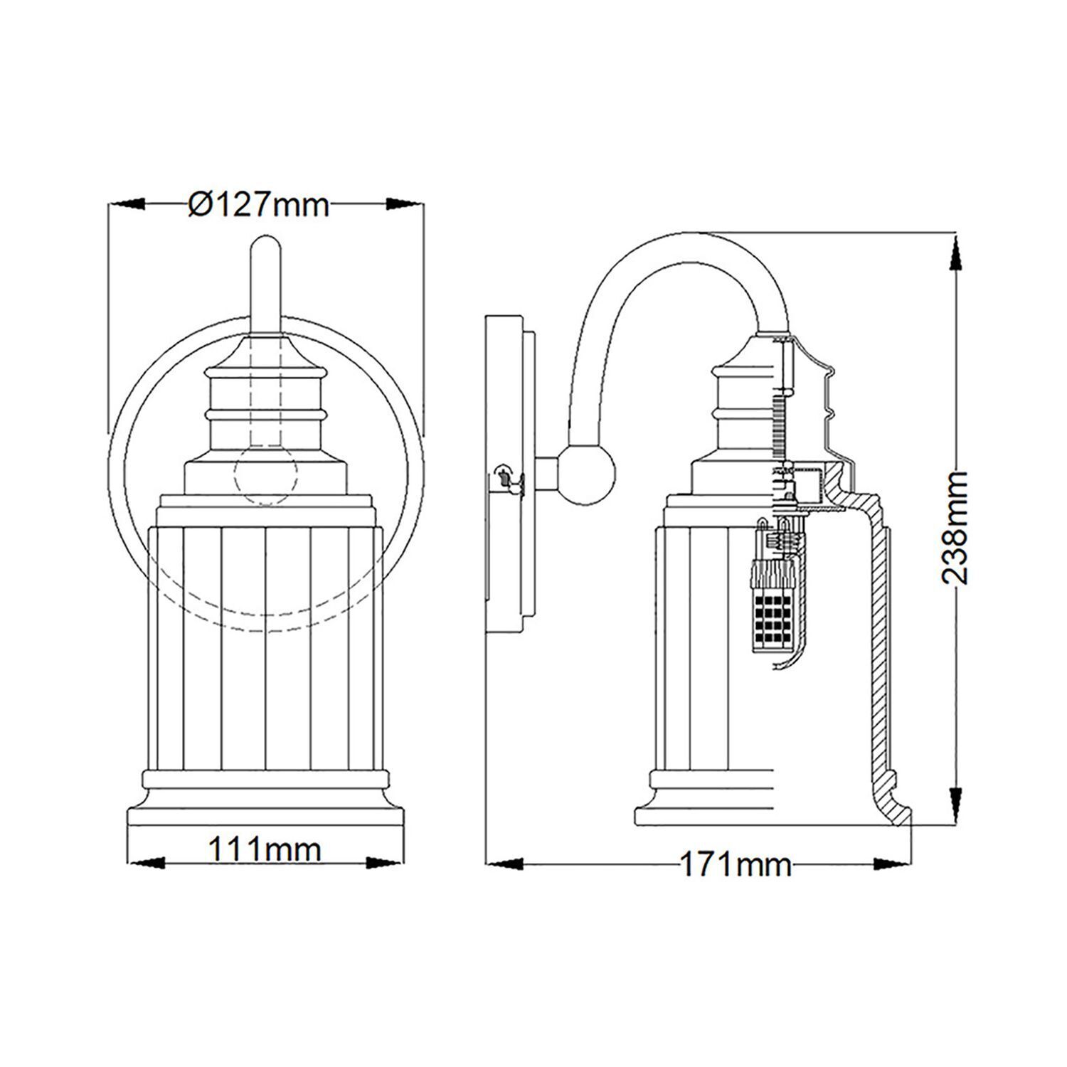 Badezimmerleuchte Wand mit LED G9 IP44 23,7 cm hoch