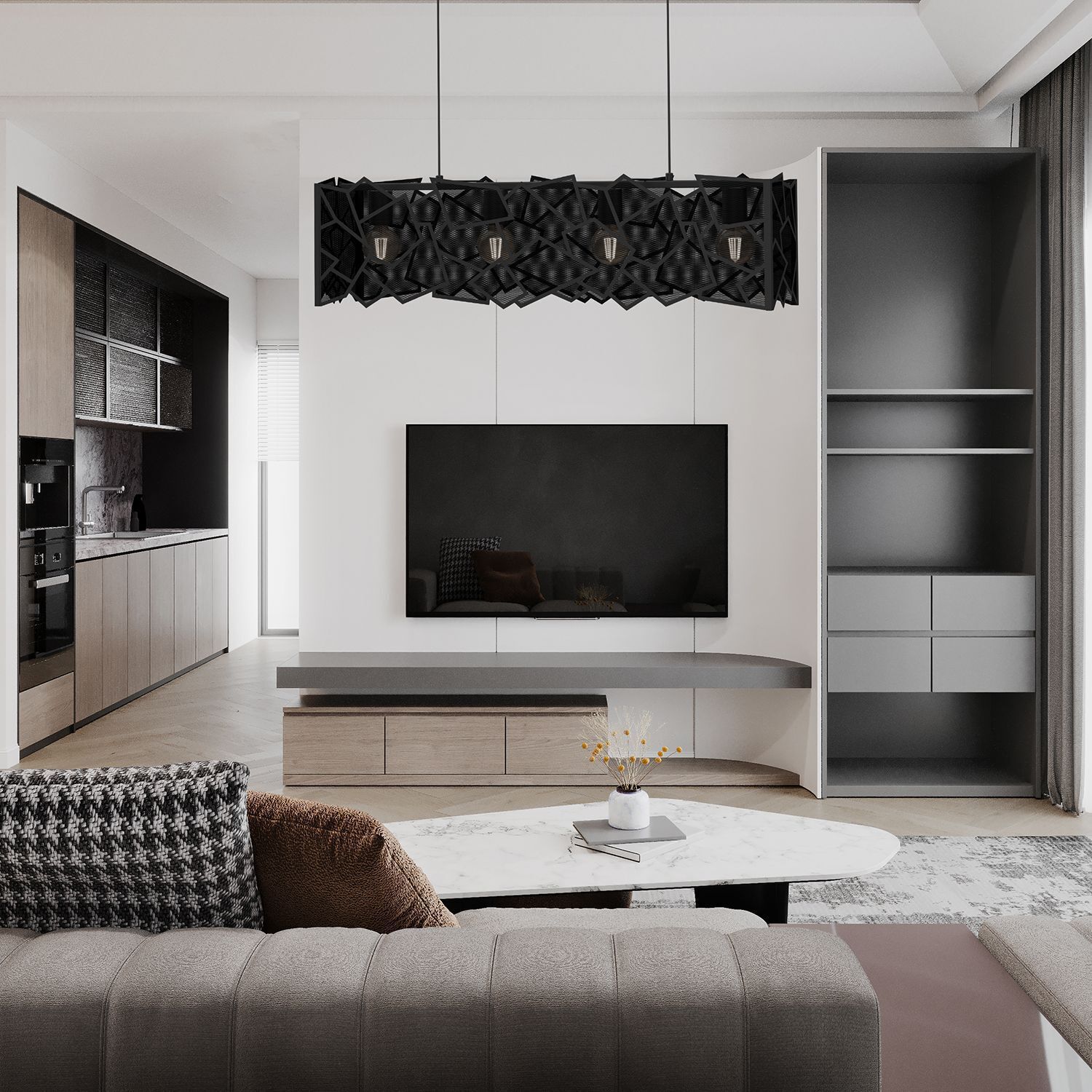 Lampe à suspendre moderne Noir Métal L:90 cm E27 décoratif Innenarchitektur, Mobiliar, Wohnzimmer, Dekoration Ihres Zuhauses, Wasserhahn für Waschbecken