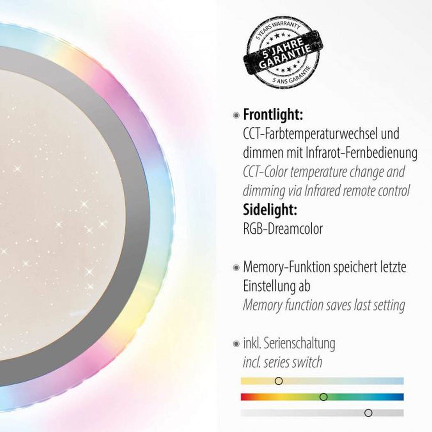 Lampe de plafonnier LED Rainbow RGB Dimmer Ø45 cm Télécommande Werbung, Plakat