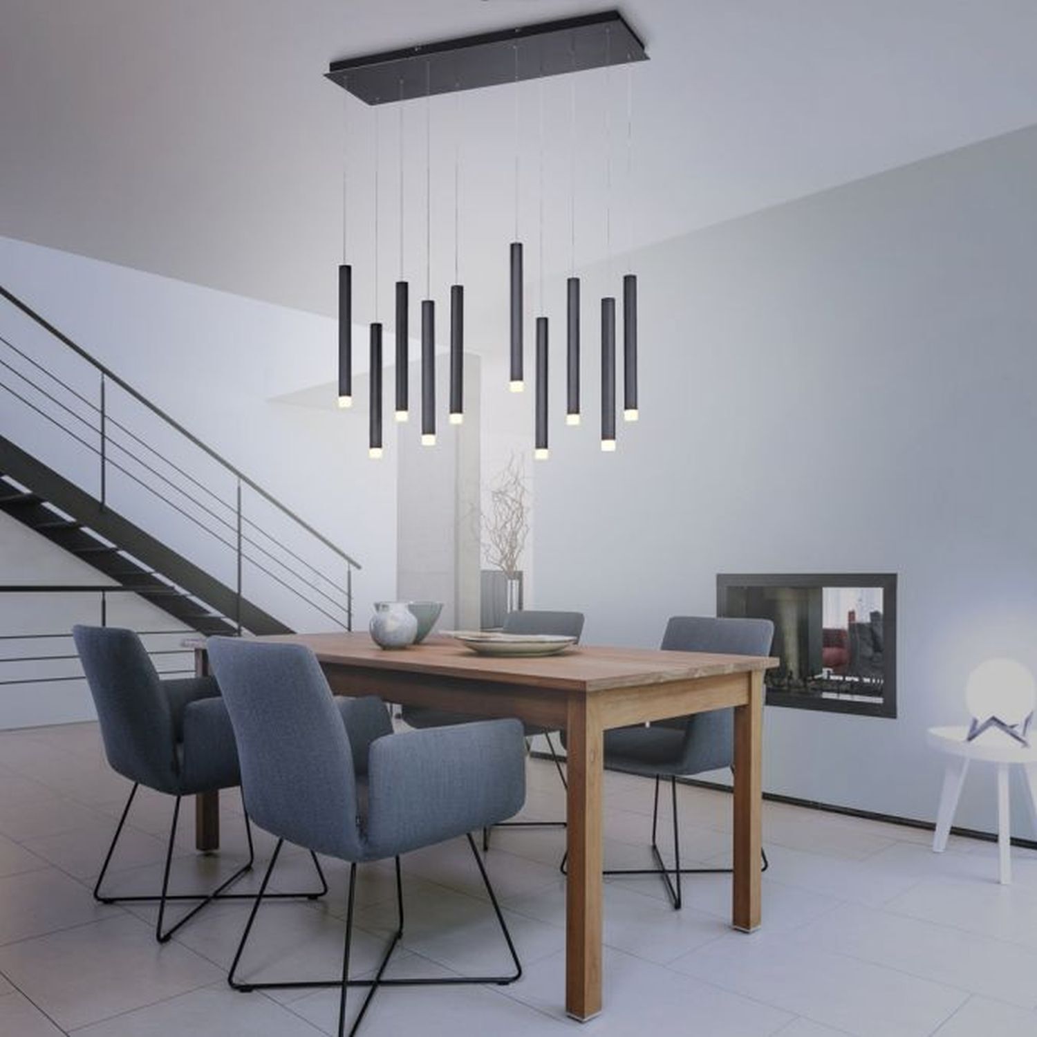 Lampe LED à suspendre métal 3000 K blanc chaud 550 lm noir
