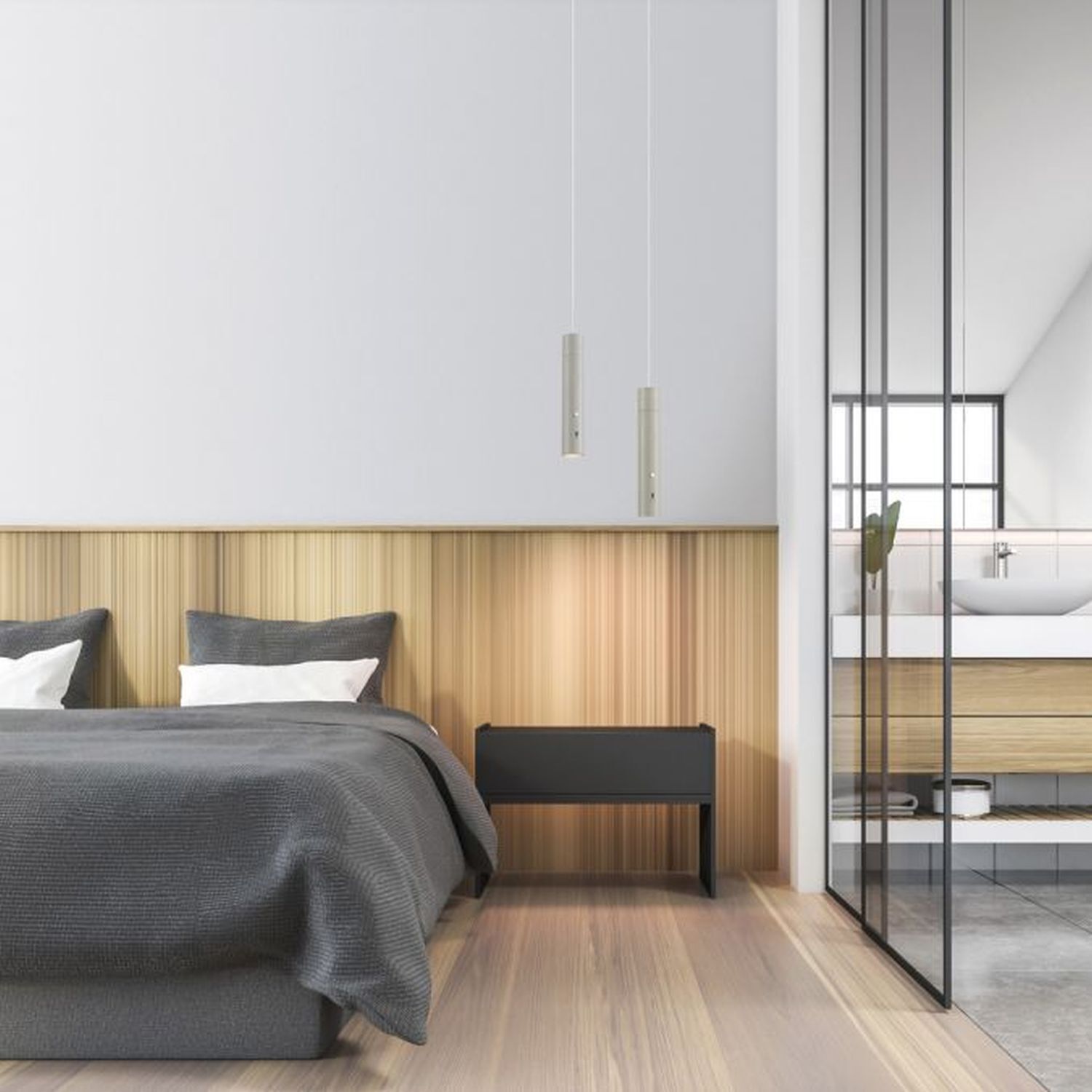 Drinnen, Innenarchitektur, Paneele aus Holz, Dekoration für Zuhause, Fußboden