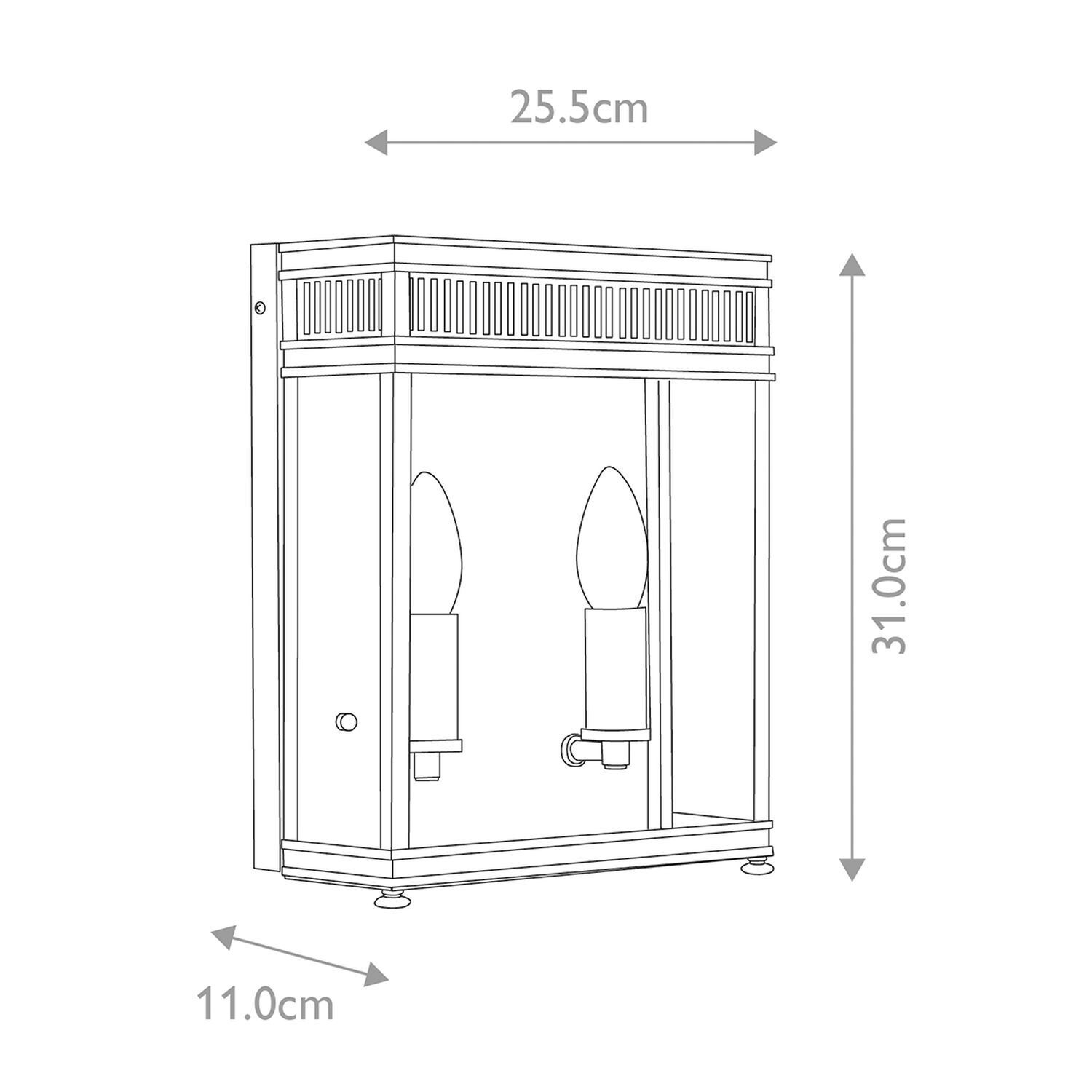 Lampe d'extérieur en laiton verre IP44 31 cm de haut 2x E14