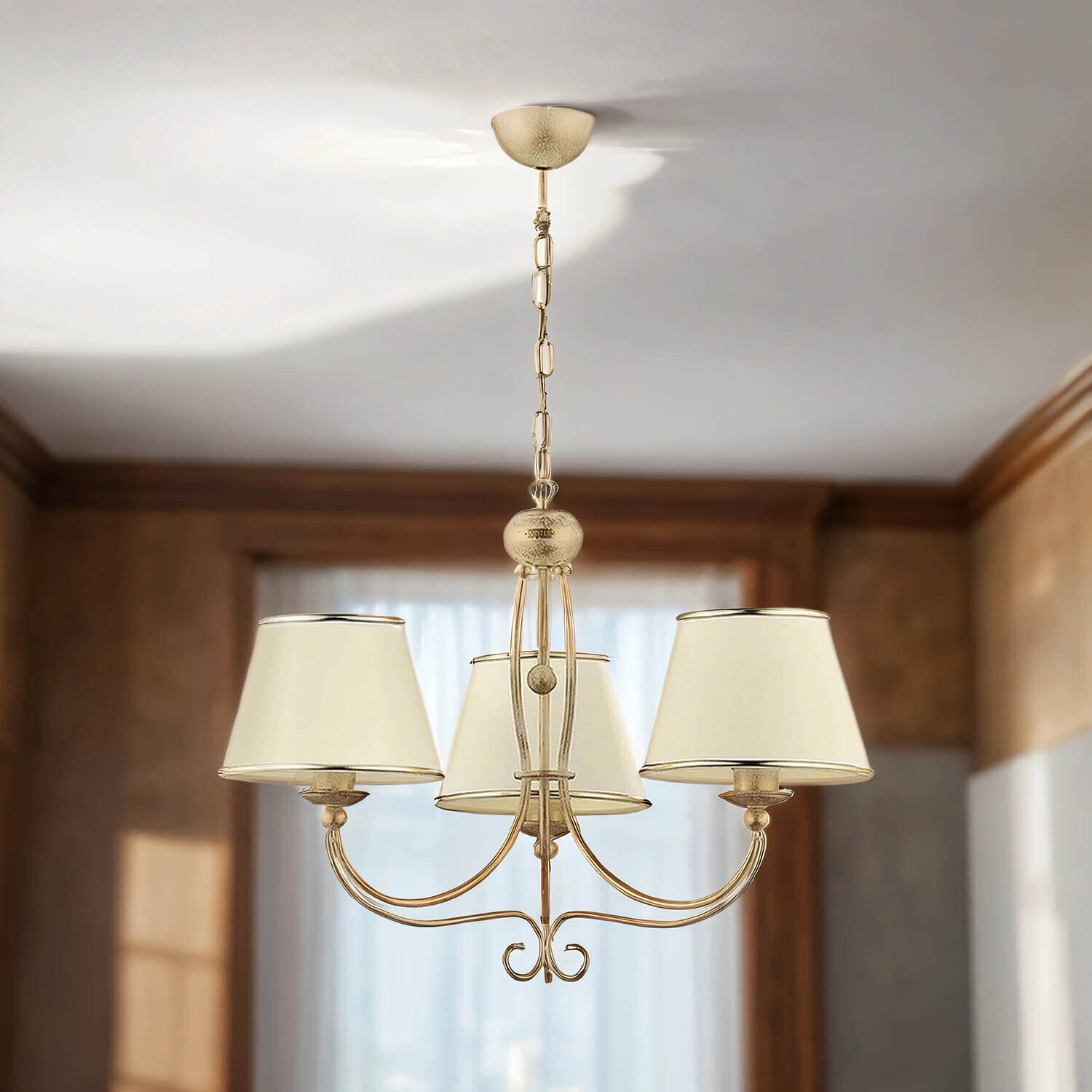 Kronleuchter Ø67cm Shabby Gold 3xE27 Hängelampe Lampe, Kronleuchter