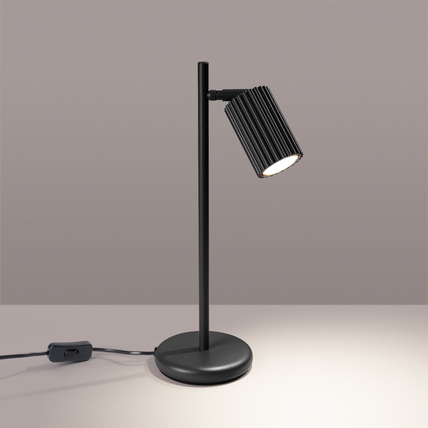 Schreibtischleuchte Schwarz H: 43 cm schwenkbar Aluminium GU10 Lampe, Tischlampe, Lampenschirm