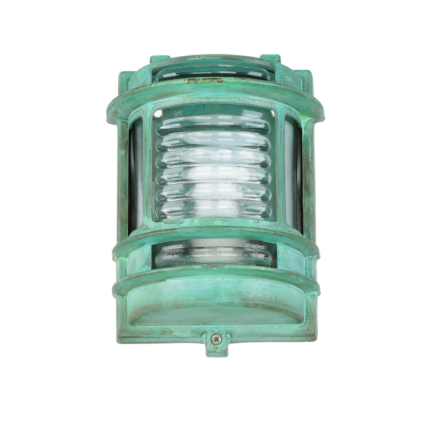 Lampe d'extérieur mur IP64 laiton verre vert antique E27