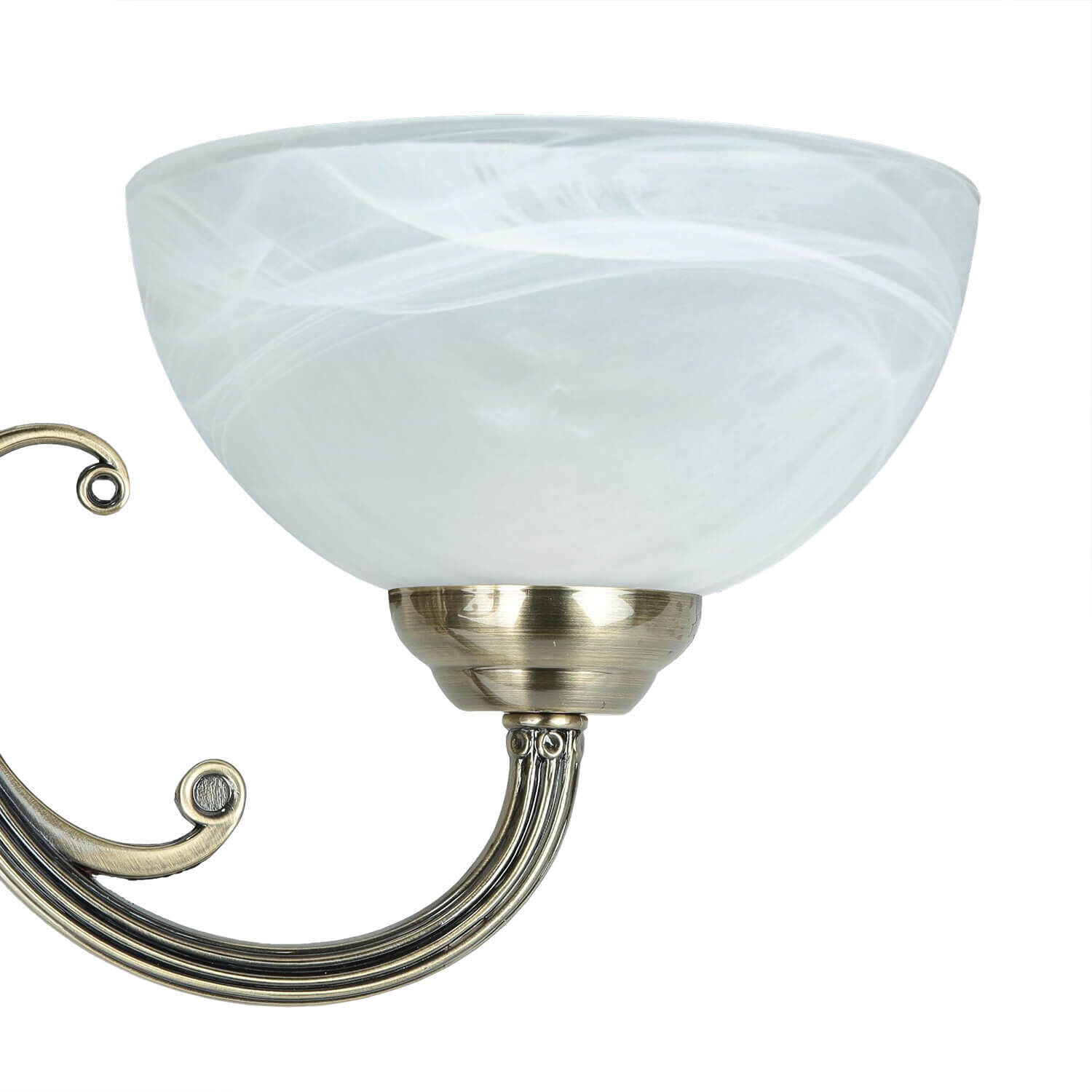 Wandleuchte MARLENE mit Glasschirm Weiß Bronze Lampe, Leuchte