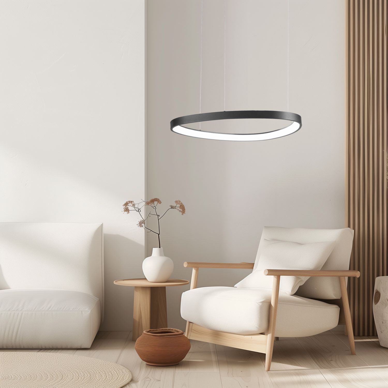 de, pendant light, ring light, modern decor, sofa chair, minimalist decor