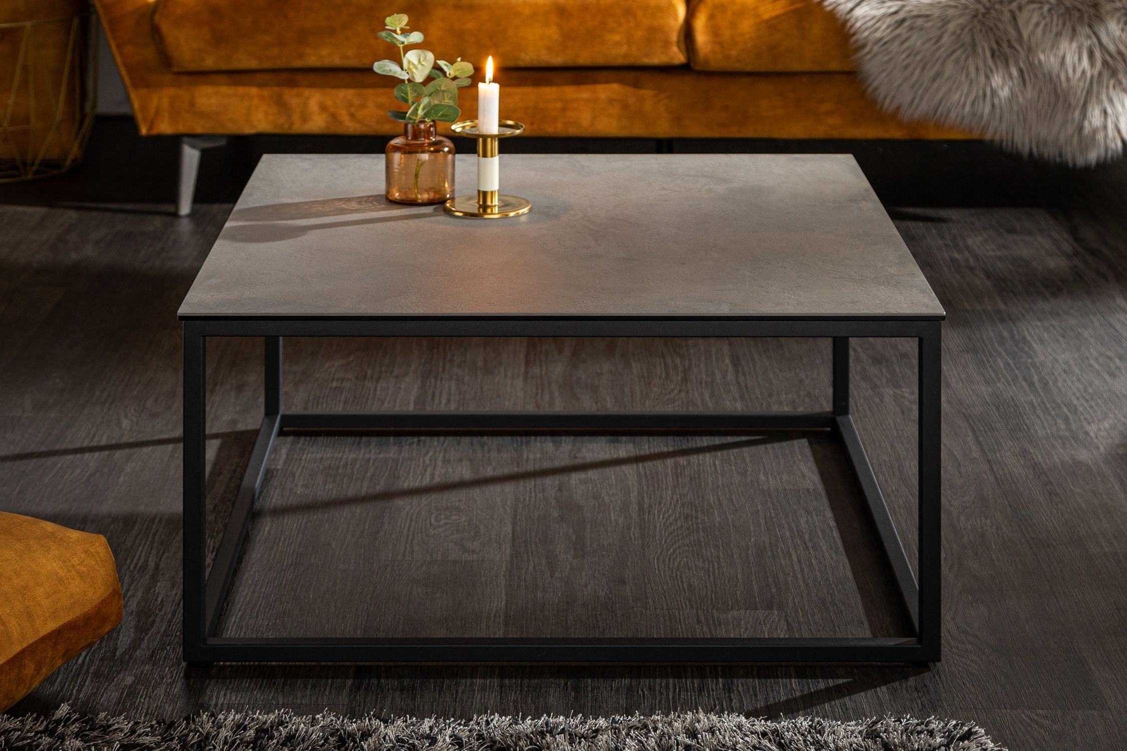 Table basse en céramique gris aspect béton 75x40 cm (lxh)