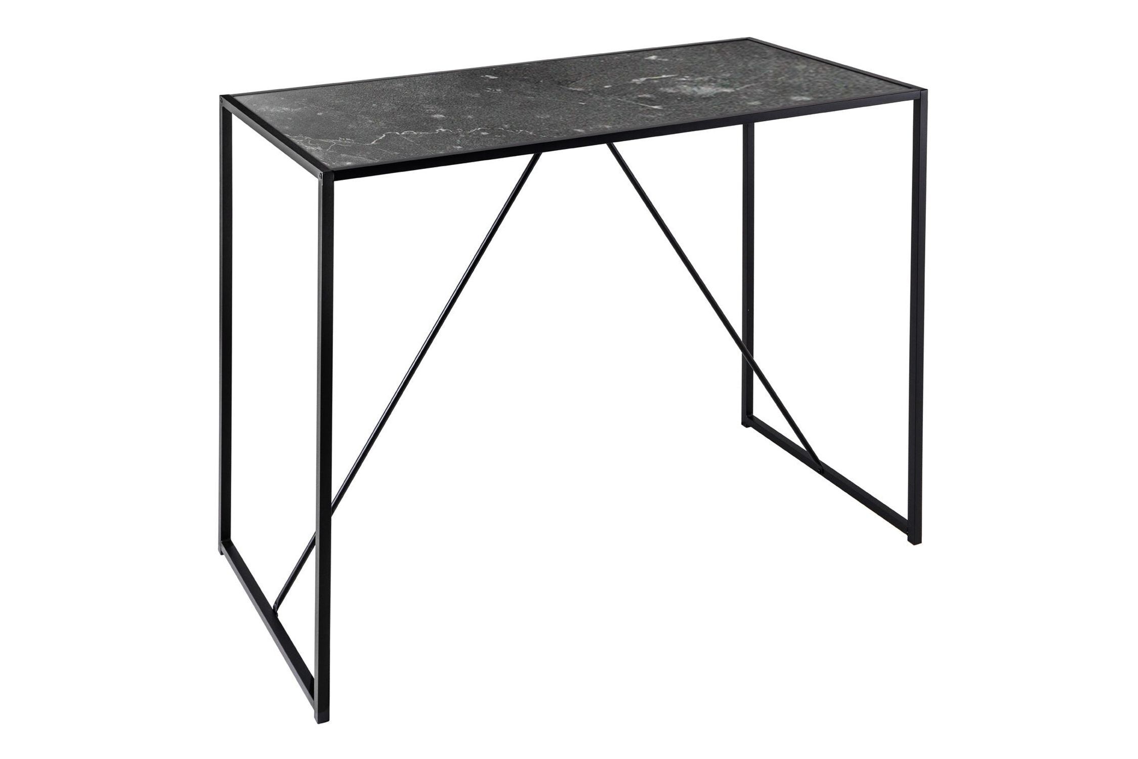 Table de bar aspect marbre noir 120 x 60 cm métal MDF