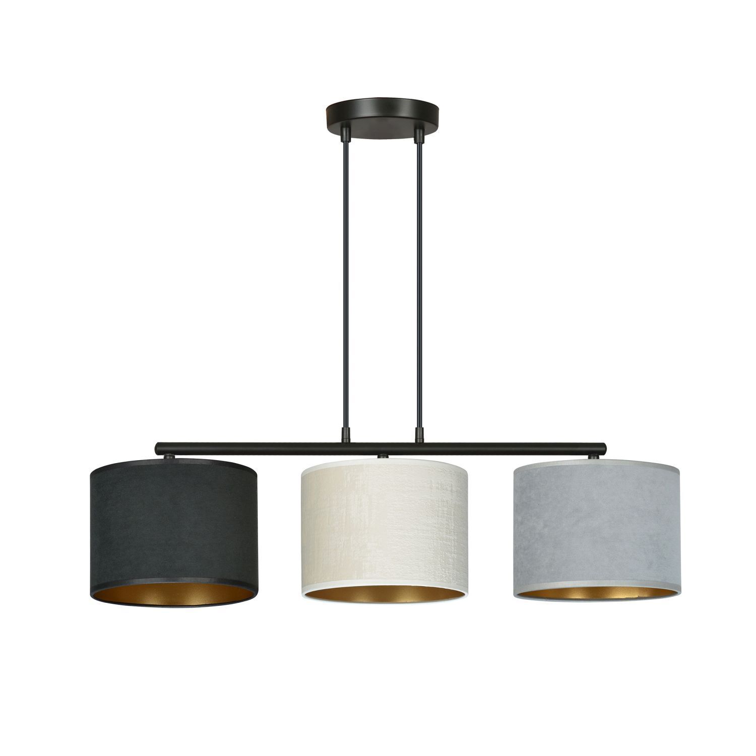Lampe à suspendre tissu métal L : 72 cm 3x E27 Moderne CYRIL