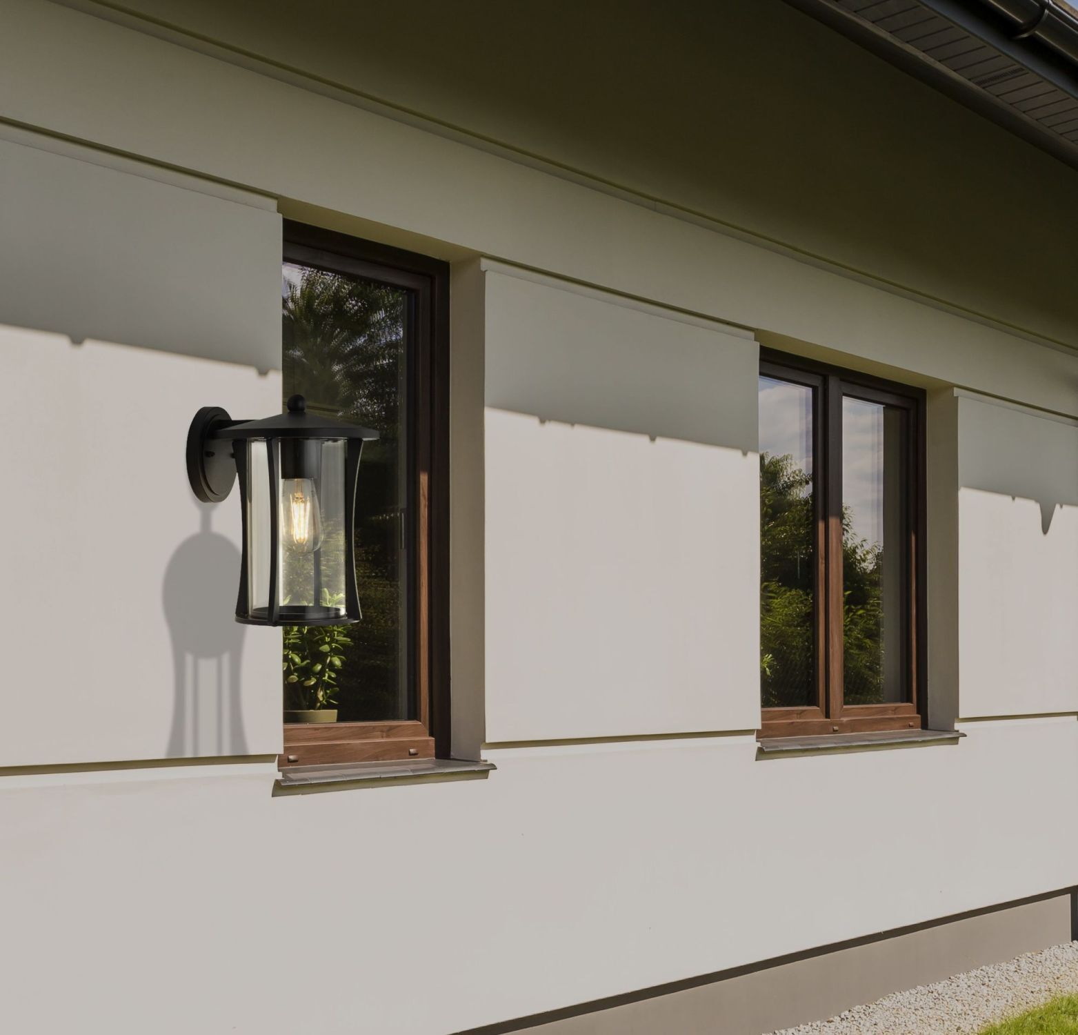 Applique extérieure IP44 E27 noir verre aluminium DIAZ