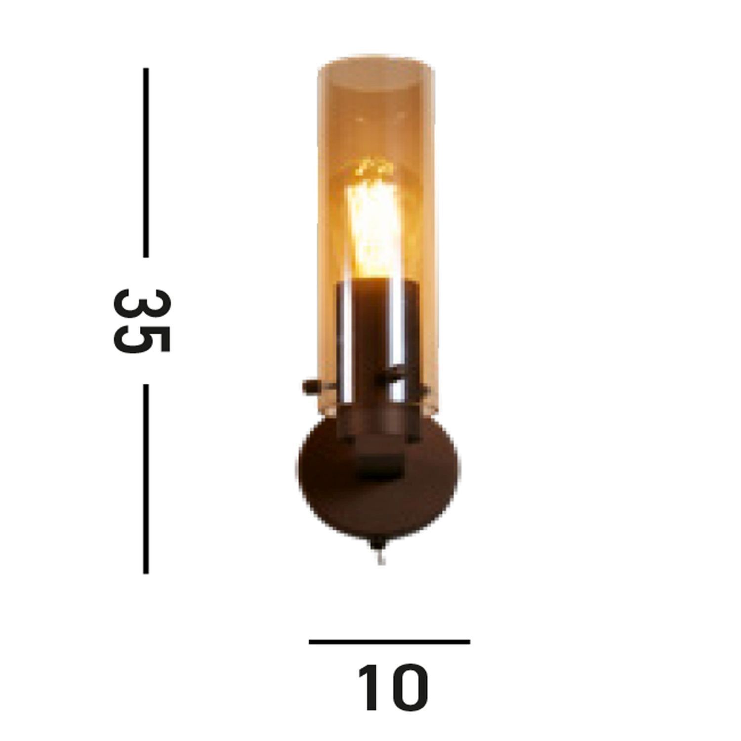 Applique avec interrupteur métal verre E27 moka ambre