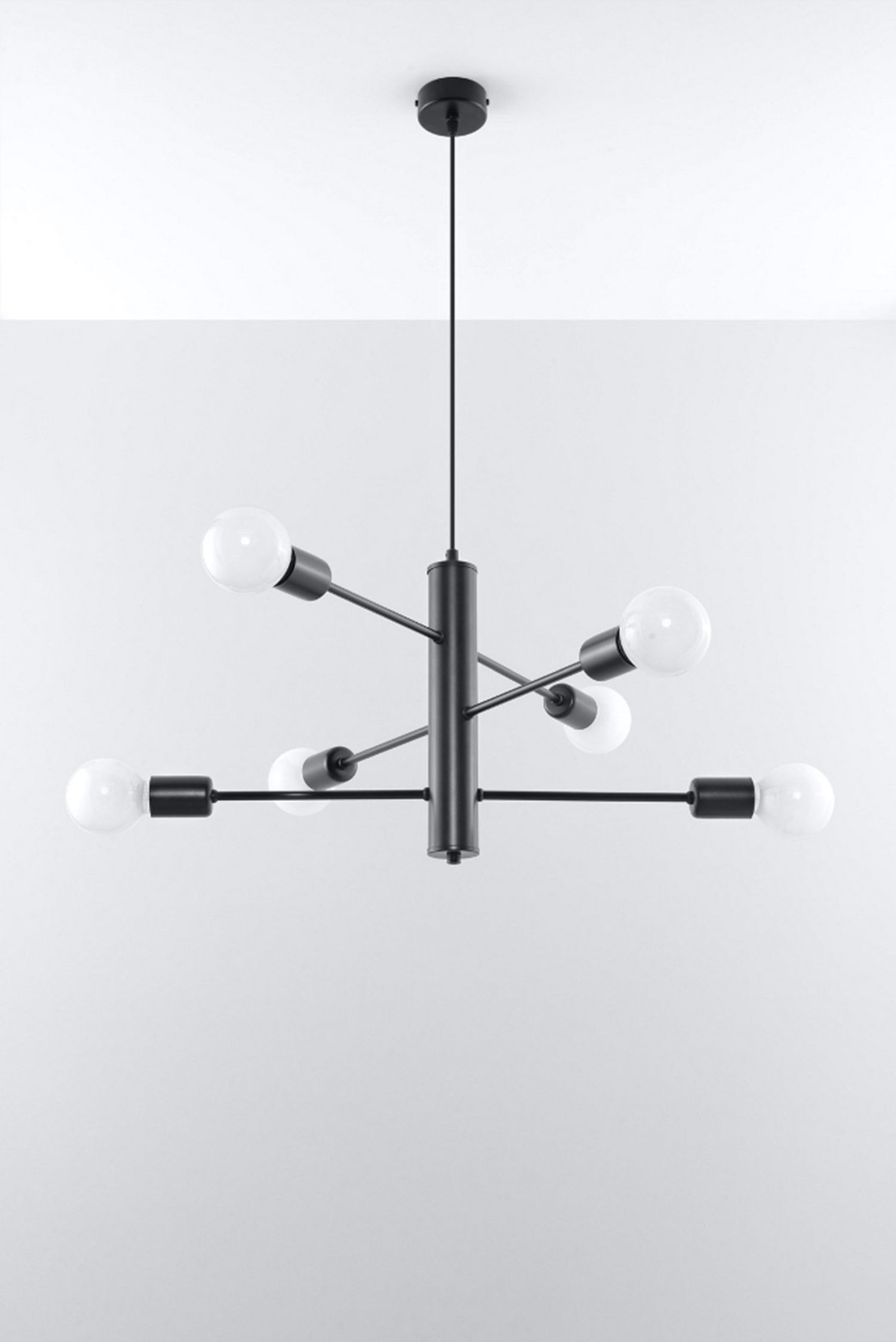 Lampe à suspendre métal noir 6 flammes E27 table à manger