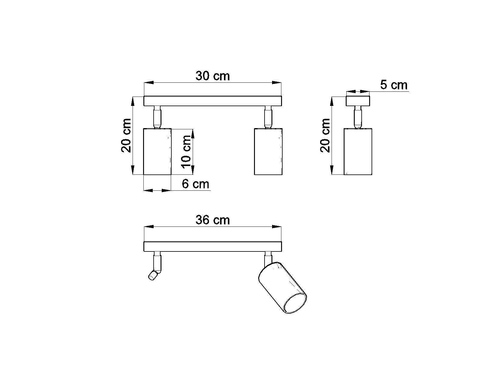 Spot de plafond confortable salon bois L:36cm 2x