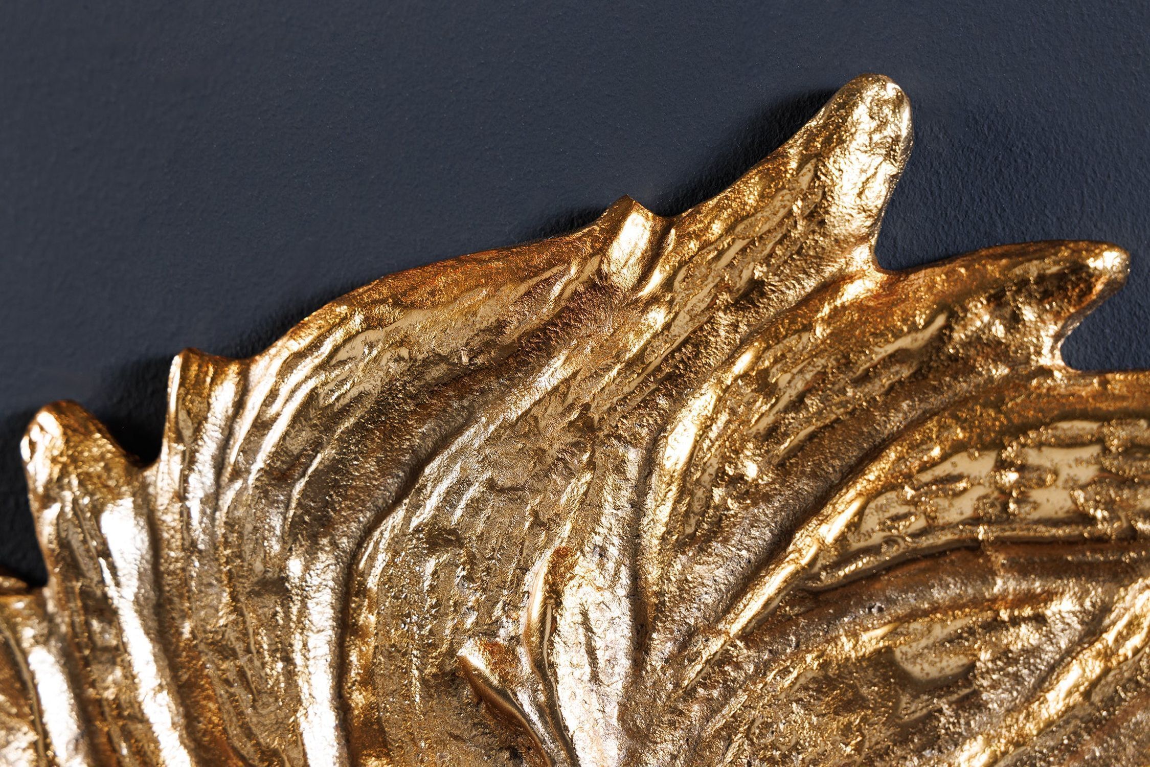 Décoration murale en or Tête de lion H : 58 cm grand travail manuel métal Bronze, Fische, Leben im Meer, Gold, Zubehör