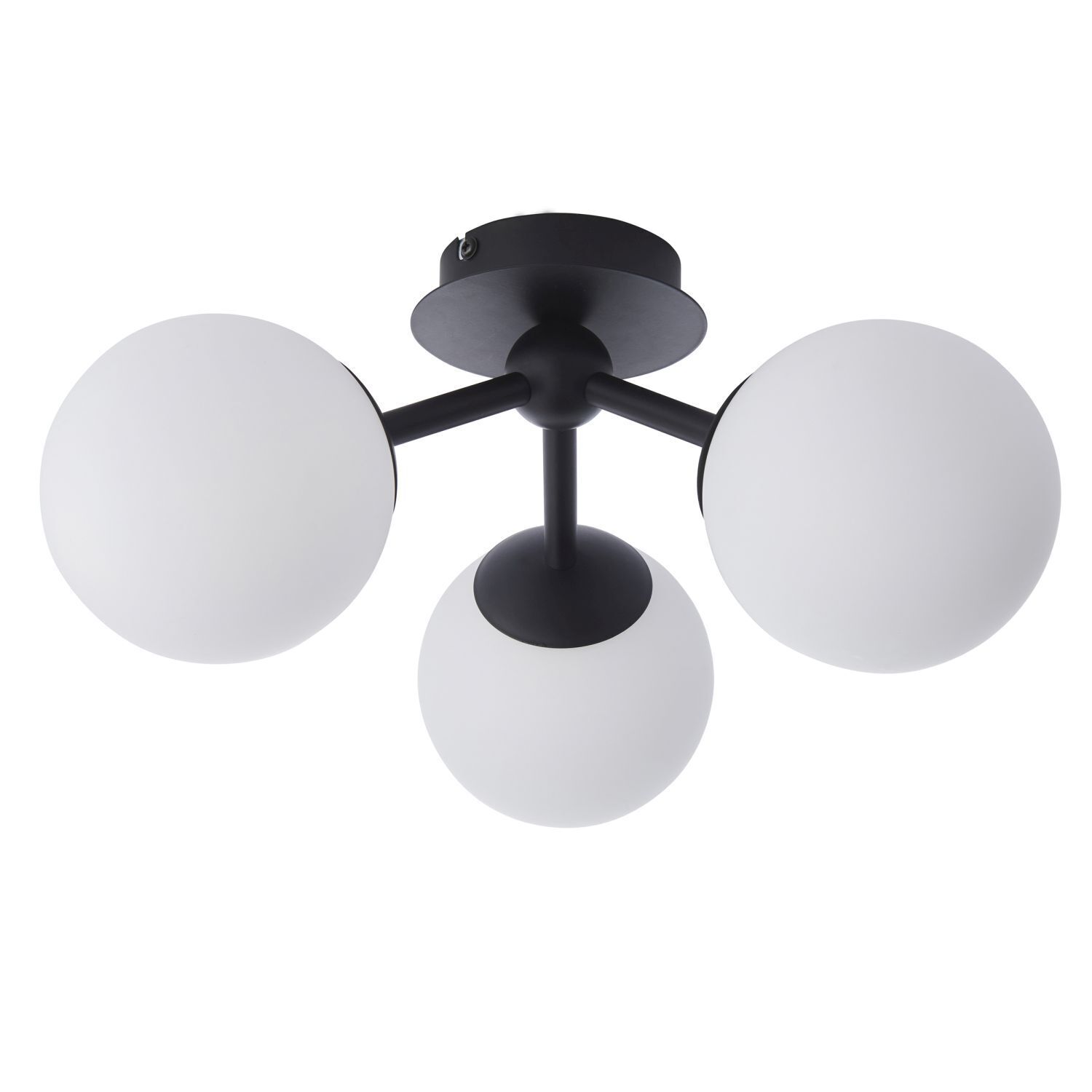 Plafonnier salle de bain verre métal IP44 noir blanc 3x G9 LEVIN