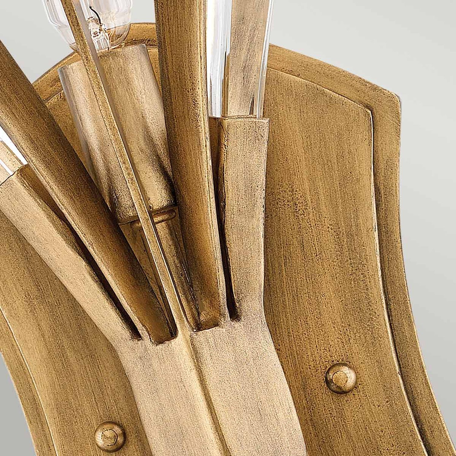 Wandleuchte Kristall Metall 43,8 cm hoch in Gold brüniert Holz, Besteck