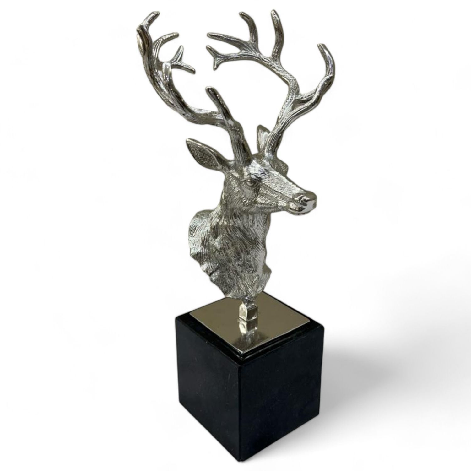 Statue décorative petite H : 48,5 cm Cerf Design Argent Noir