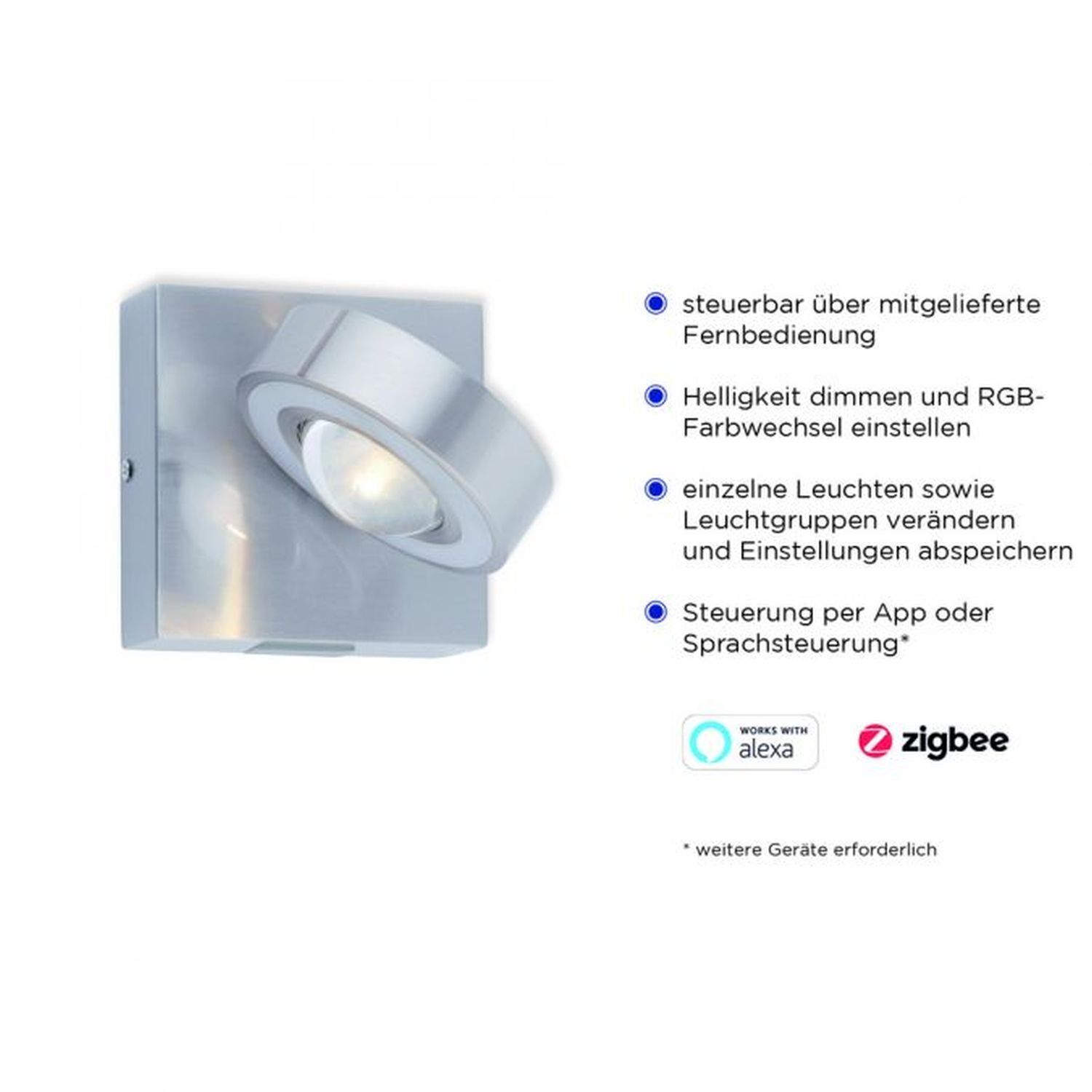 Verstellbare LED Wandspot in Stahl RGB dimmbar T:16 cm Beleuchtung, Deckenleuchte, Klebeband