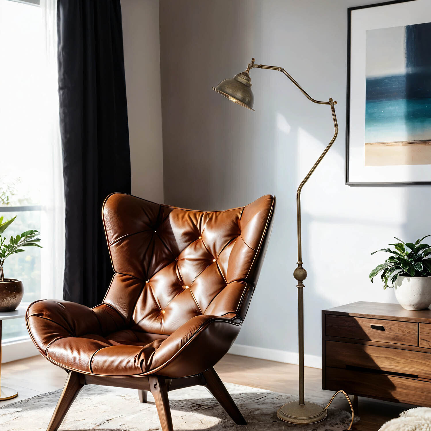 Stehleuchte Bronze Antik Echt-Messing Oslo Lampe, Mobiliar, Stuhl, Sessel, Stehlampe