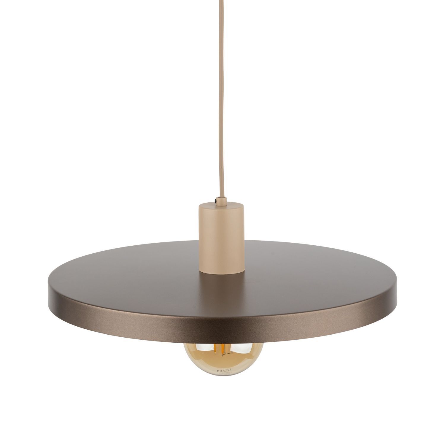 Hängelampe E27 Ø40 cm rund Sandgrau Braun Vintage Lampe, Kronleuchter, Leuchte