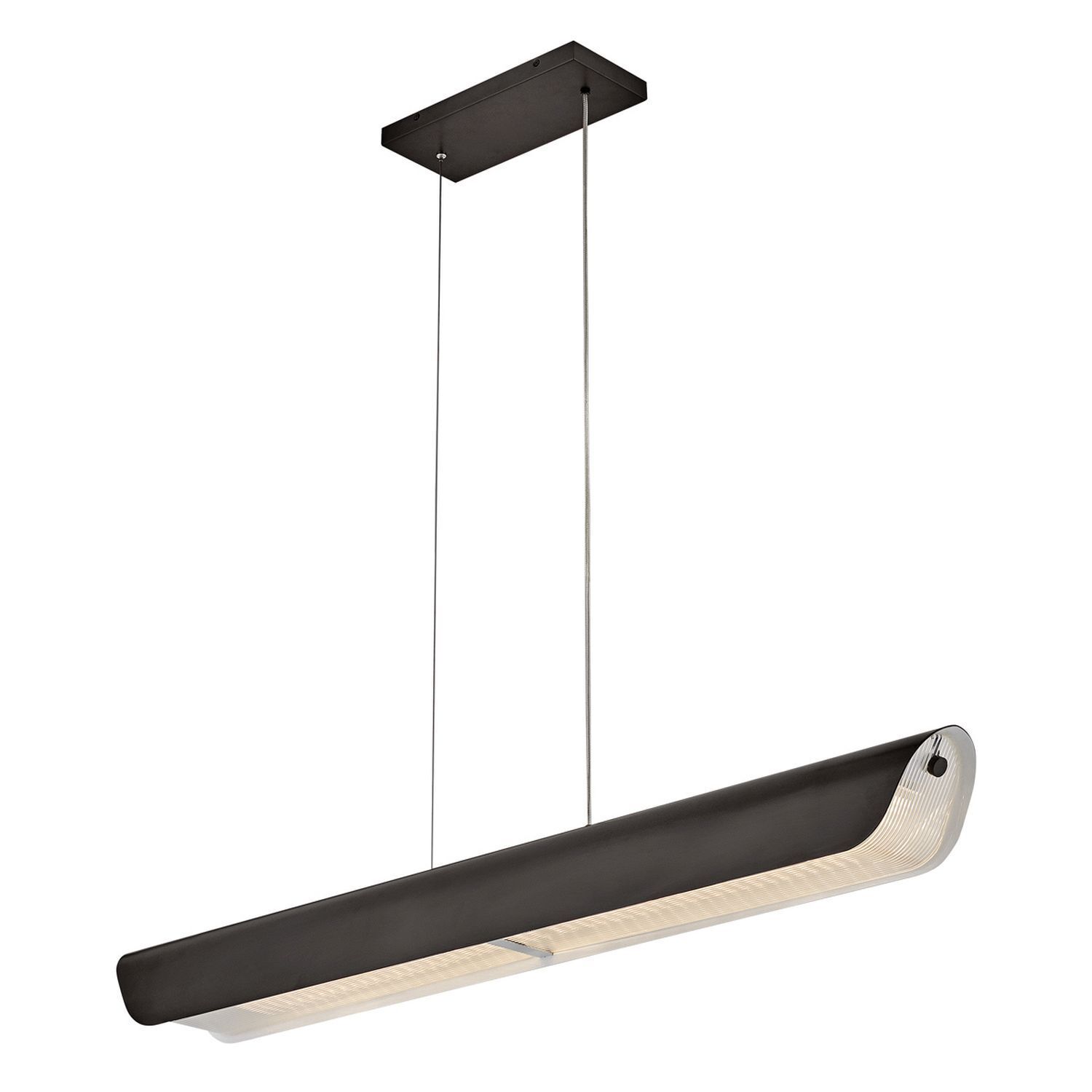 Suspension LED 116,8 cm de long Métal Verre Noir Moderne Lampe, Leuchte