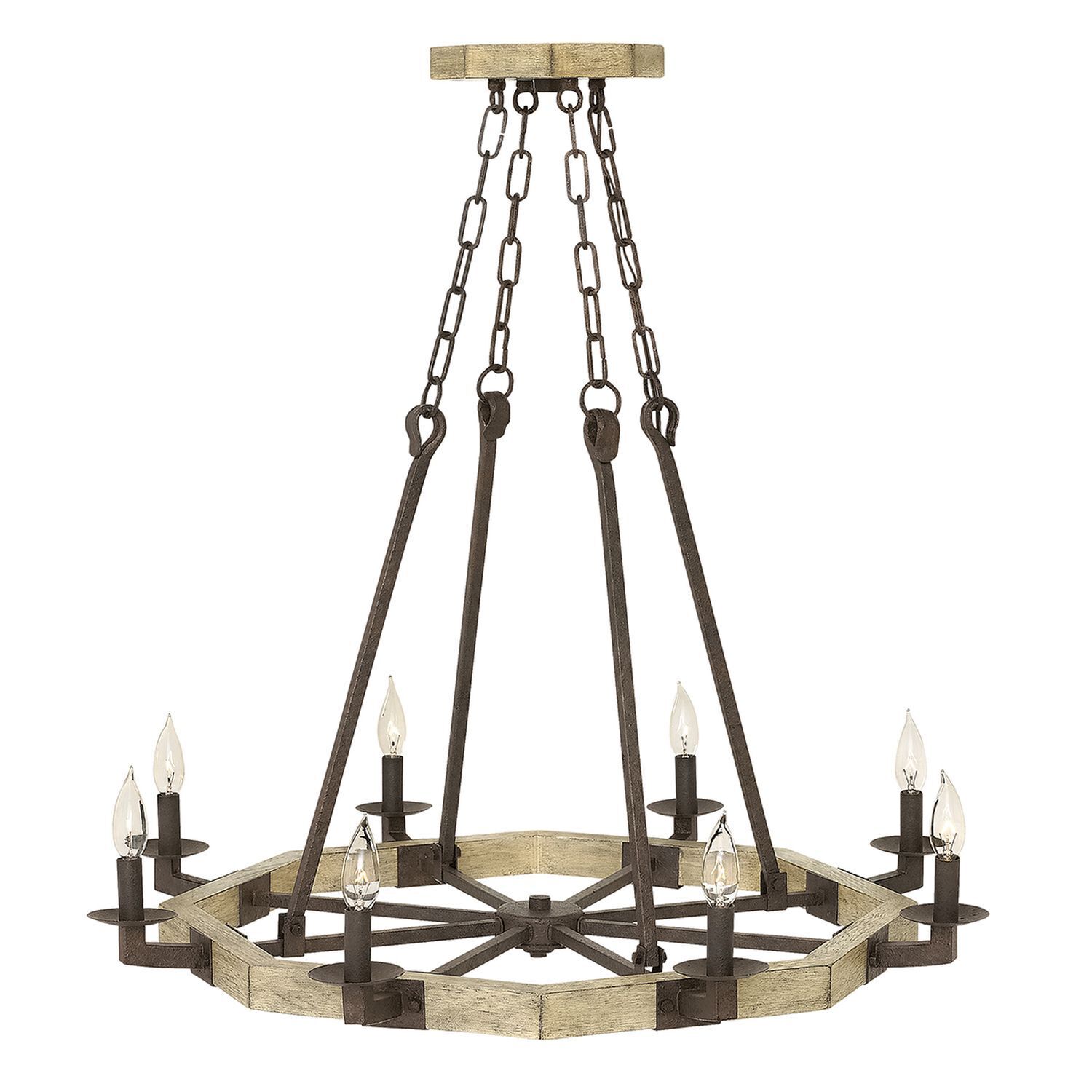 Lustre VIVIA bois 6xE14 raccourcissable Ø63cm Lampe