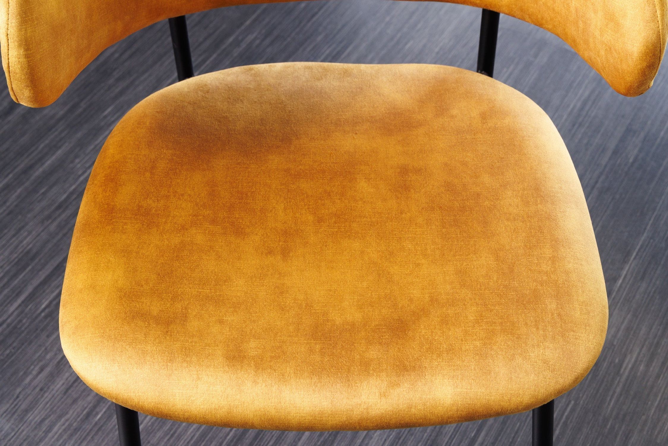 Esszimmerstuhl Samt Metall in Gelb Schwarz Retro Moebel, Kissen, Dekoration für Zuhause, Stuhl