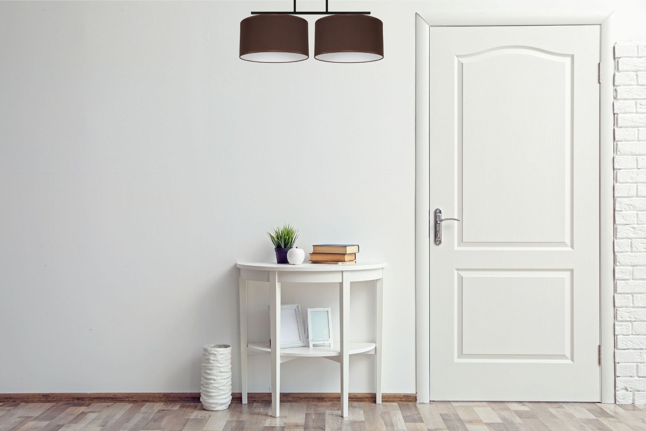 Deckenlampe Stoff blendarm Schwarz Braun Weiß E27 70 cm hallway, tisch, weisses-möbel, deko, bücher