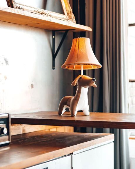Lampe, Hartholz, Gebeiztes Holz, Holz, Tischlampe
