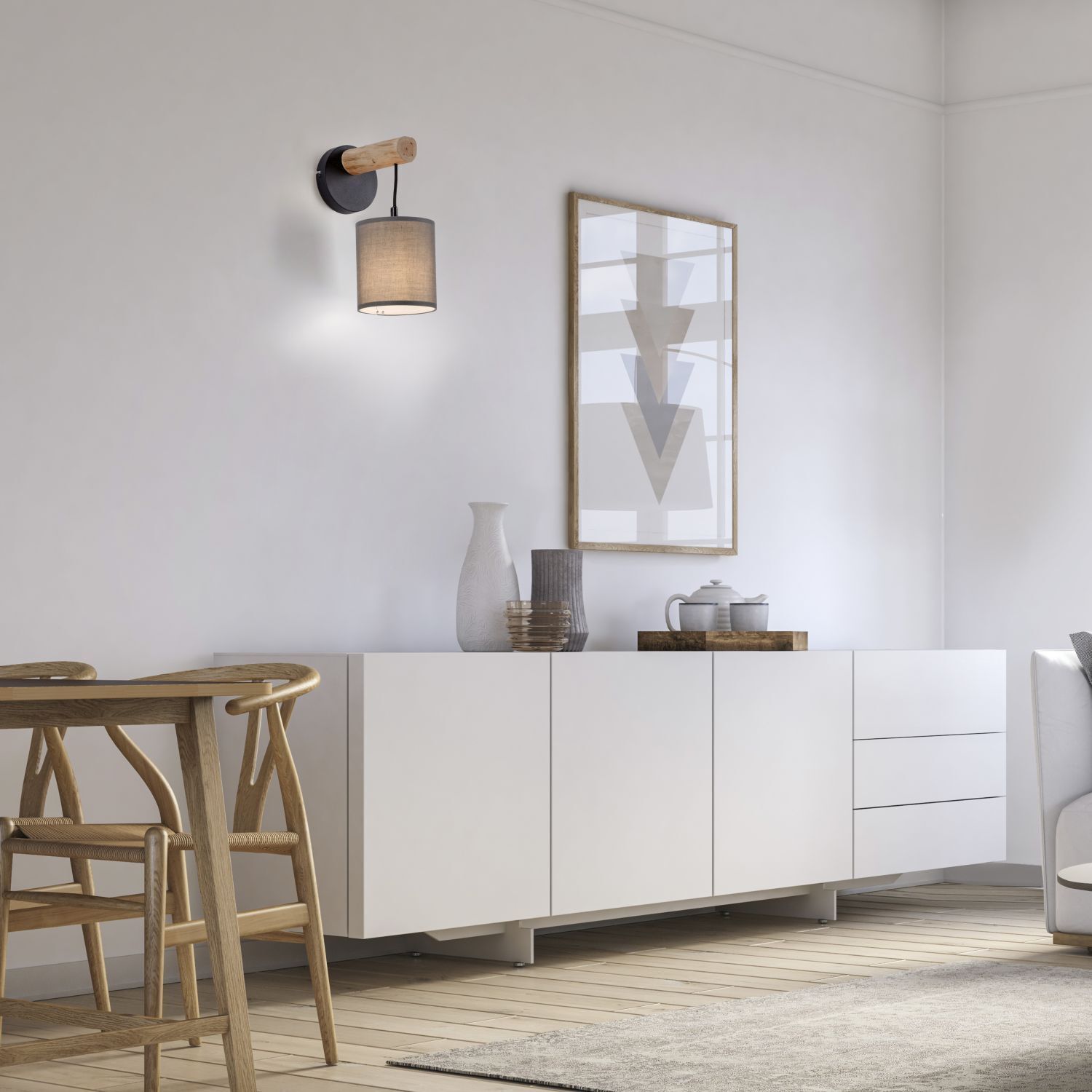 Applique confortable Abat-jour en tissu Bois H:29,5 cm E27 Moebel, Anrichte, Drinnen, Innenarchitektur