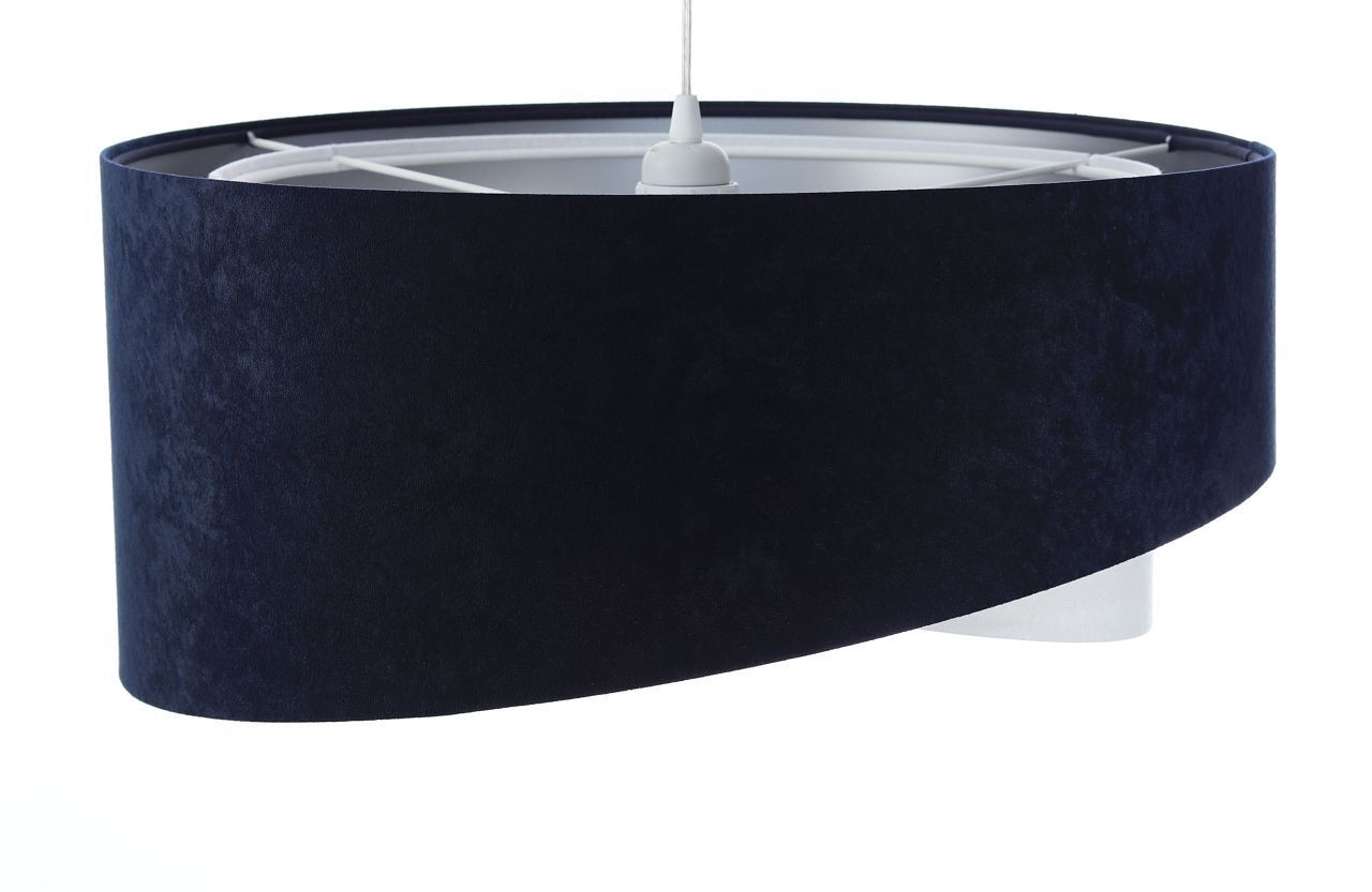 Hängeleuchte Stoff Schirm Ø 50 cm E27 in Blau Weiß Silber Lampe, Mobiliar, Tabelle, Lampenschirm