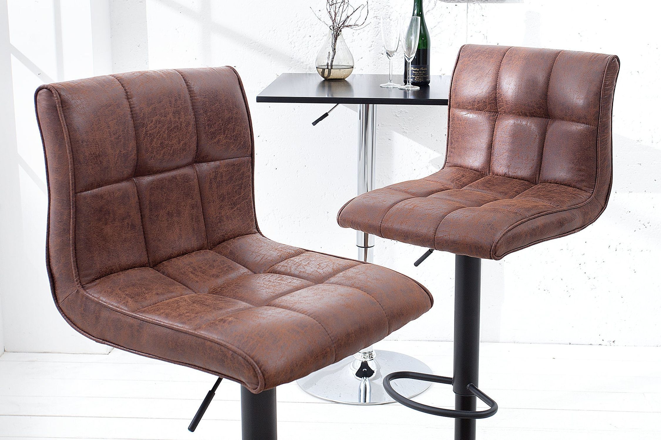 Chaise de comptoir réglable en hauteur Tissu Métal Marron Noir Moebel, Stuhl