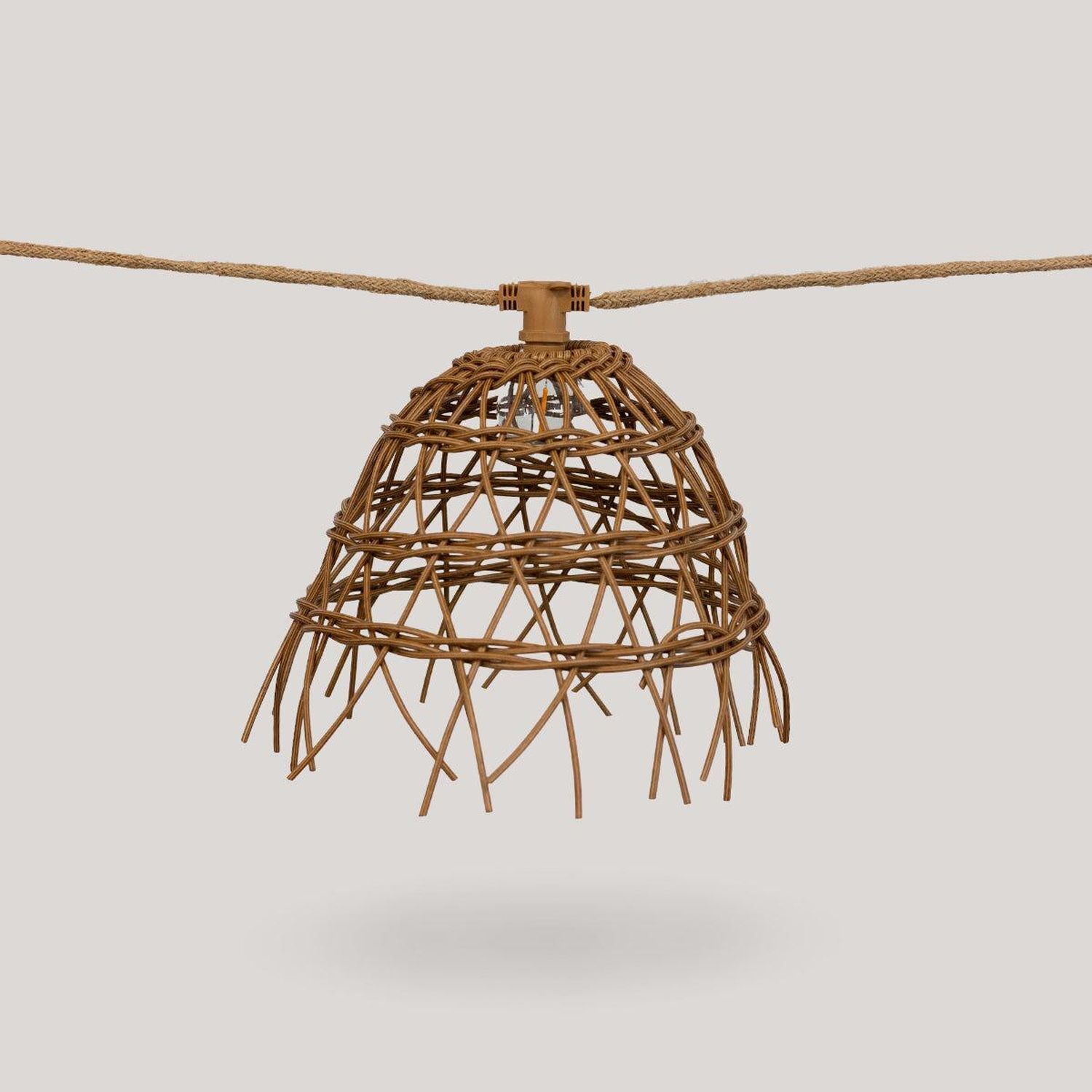 Solarlichterkette LED 1800 K 5 m lang Jute Naturfaser