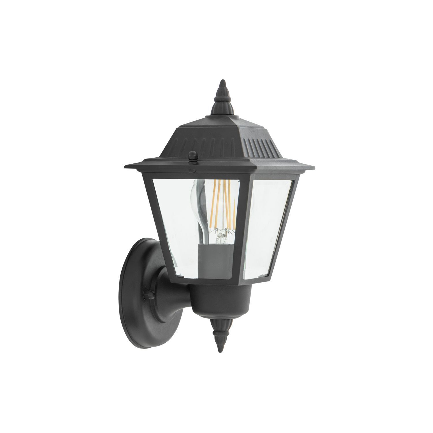 Wandleuchte außen IP44 Schwarz E27 H: 26 cm Rustikal