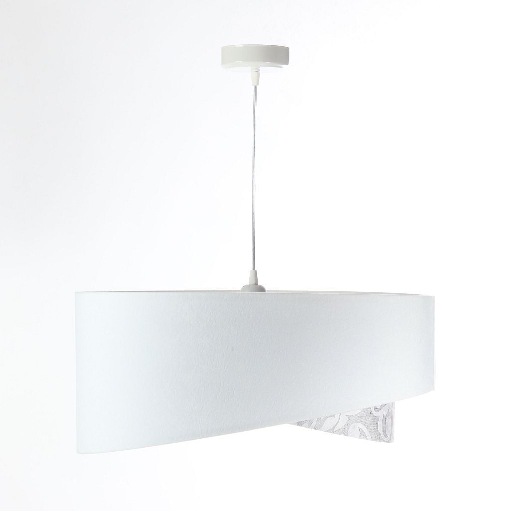 Pendelleuchte rund D: 50 cm E27 Weiß Grau Stoffschirm