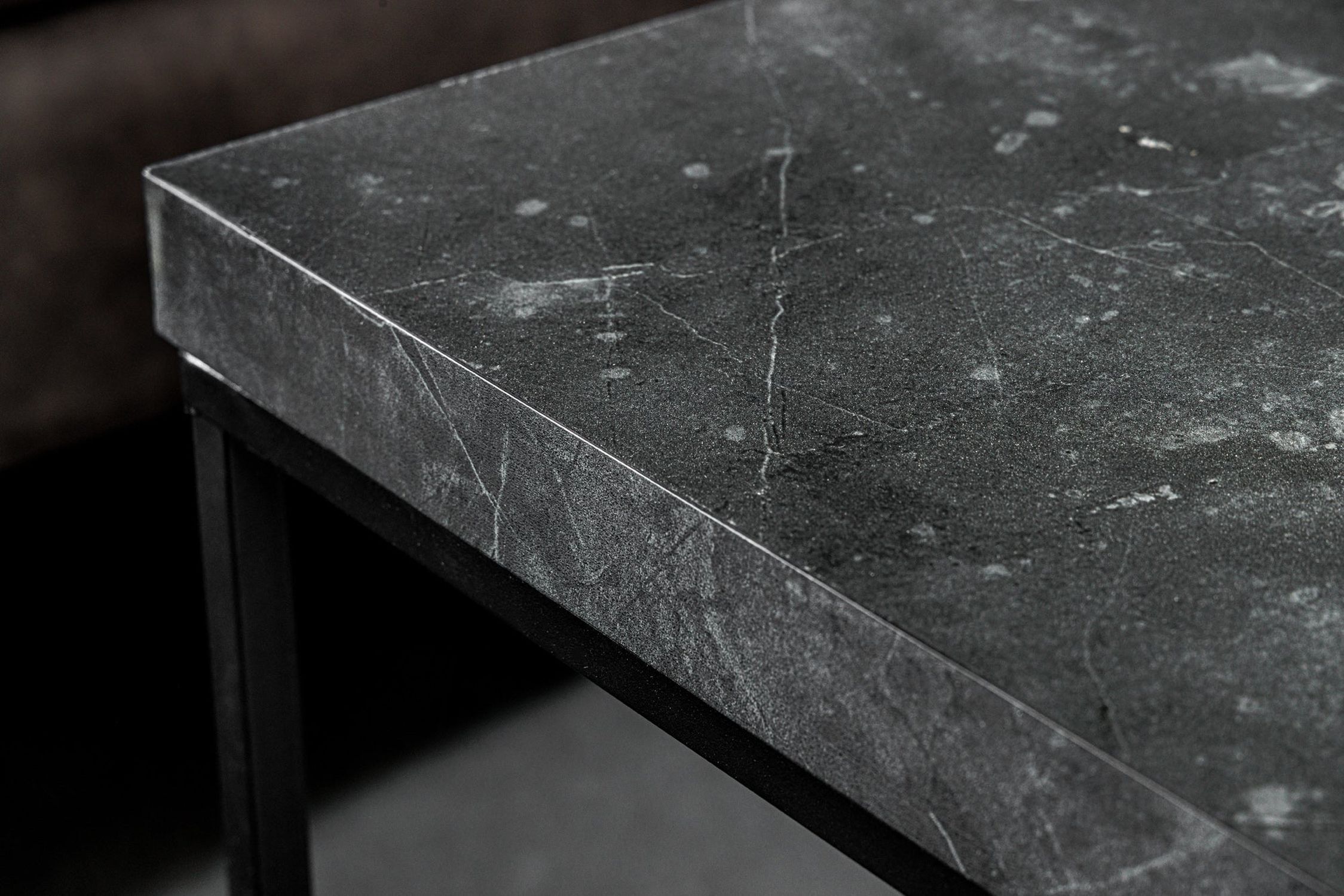 Table basse noire 60 x 60 cm aspect marbre noir