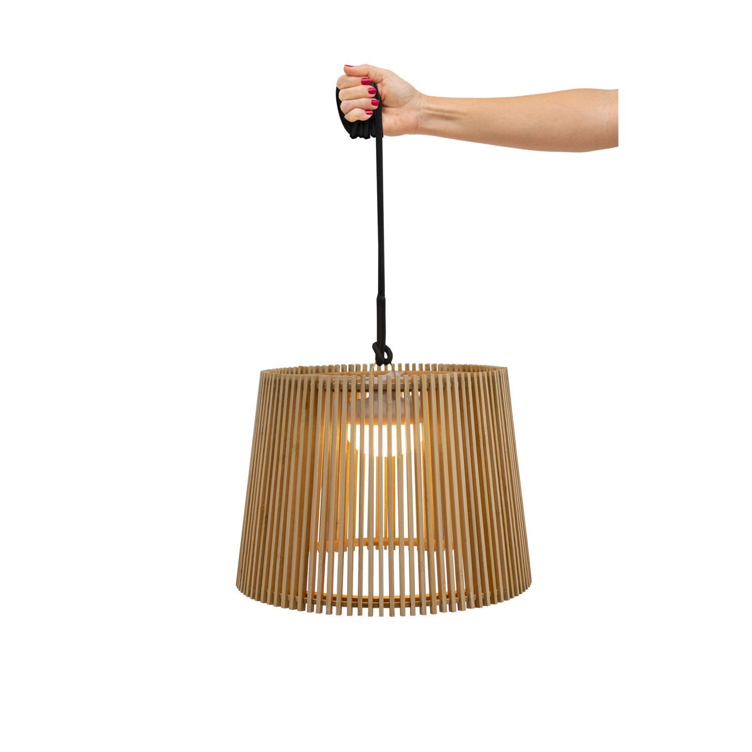 126715-akku-pendelleuchte-aussen-led-holz-metall-d-39-cm-rund-ip54-dimmer-fernbedienung-2700-k-kabellose-aussenleuchte-balkon-terrasse-garten-2 Hängeleuchte, Pendel, Holzlampe, Stäbchenlampe, Korboptik