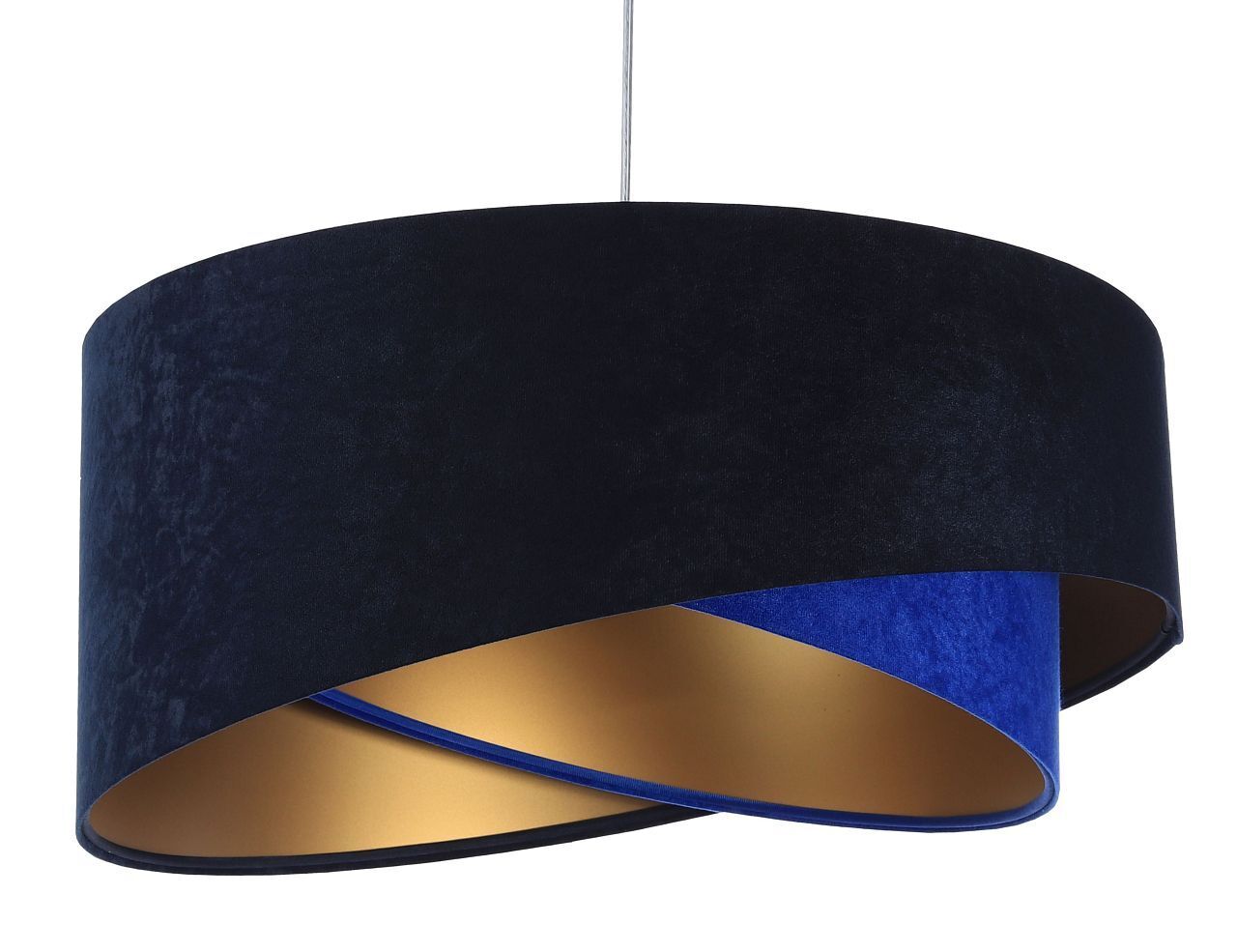 Hängelampe Blau Gold E27 Ø 50 cm Stoff Schirm Veloursoptik Lampe, Deckenleuchte