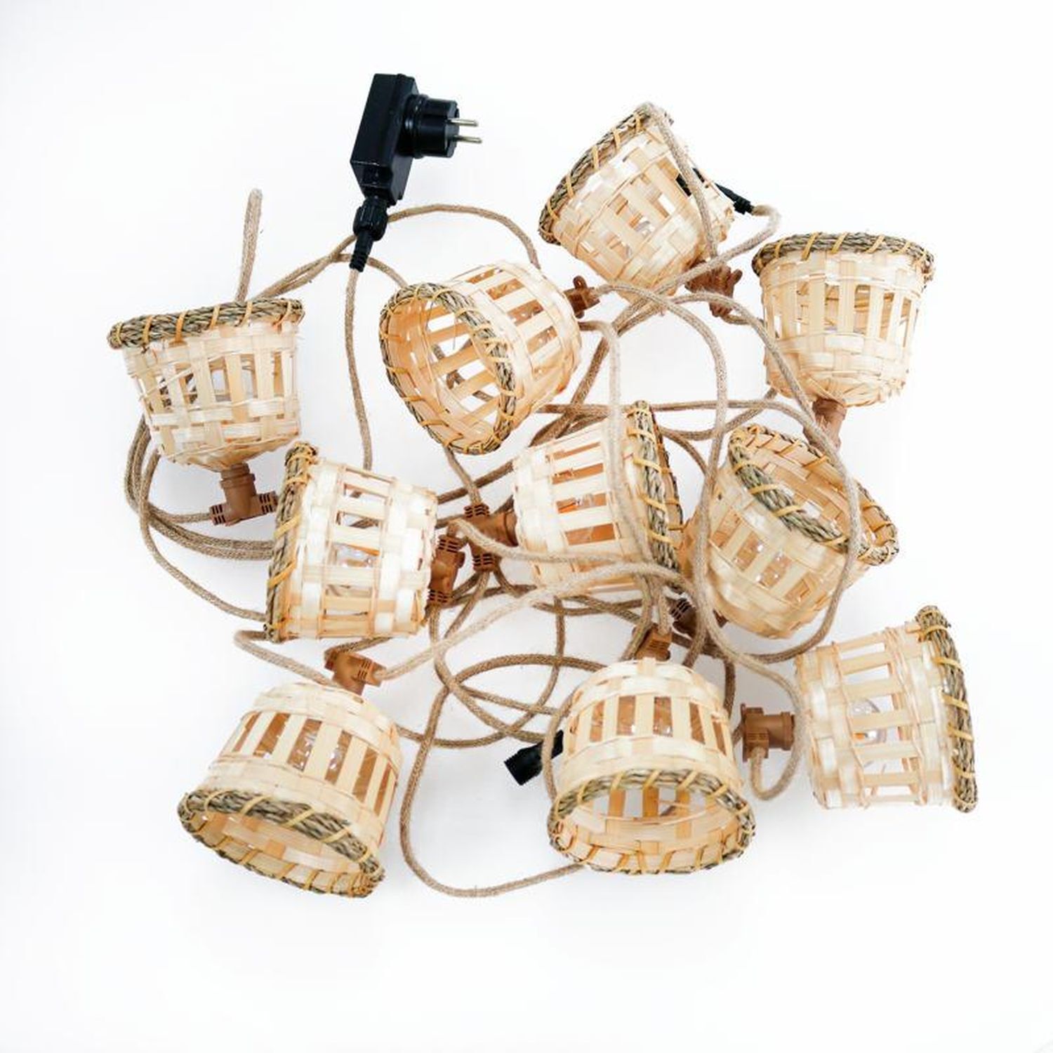 LED Lichterkette außen Bambus Lampenschirme 2700 K IP44